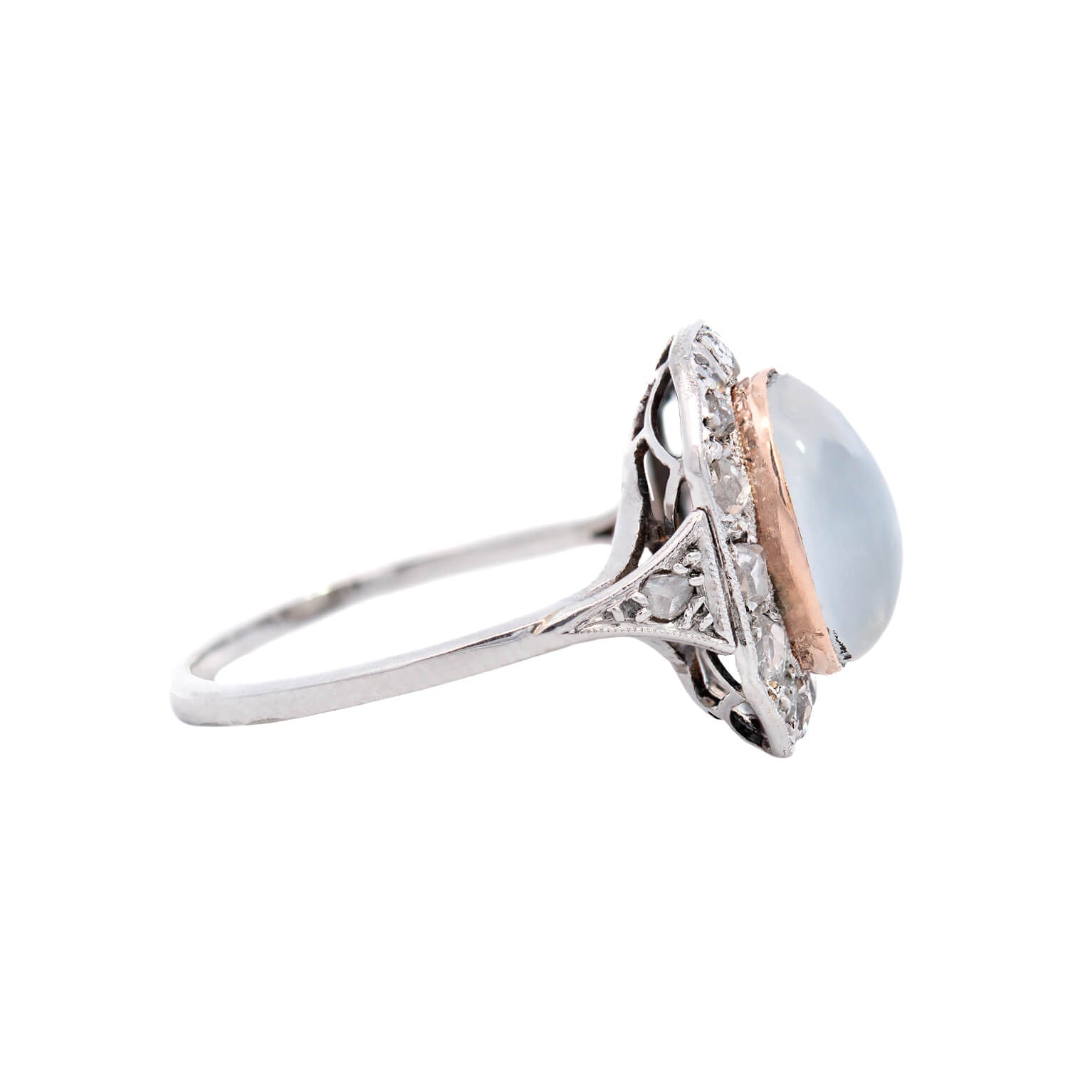 18K Edwardian Moonstone & Diamond Ring - Vintage Antique Jewelry for Women, Elegant Engagement & Wedding Gift - Perfect for Special Occasions & Heirloom Collections