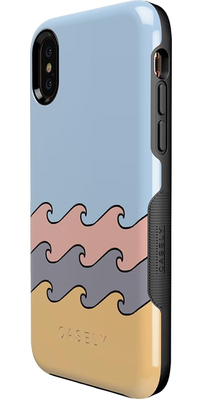 Casely iPhone X/XS Case - High Tide Layered Ocean Waves Protective Phone Cover | Slim Shockproof Design for Daily Use, Travel & Outdoor Activities