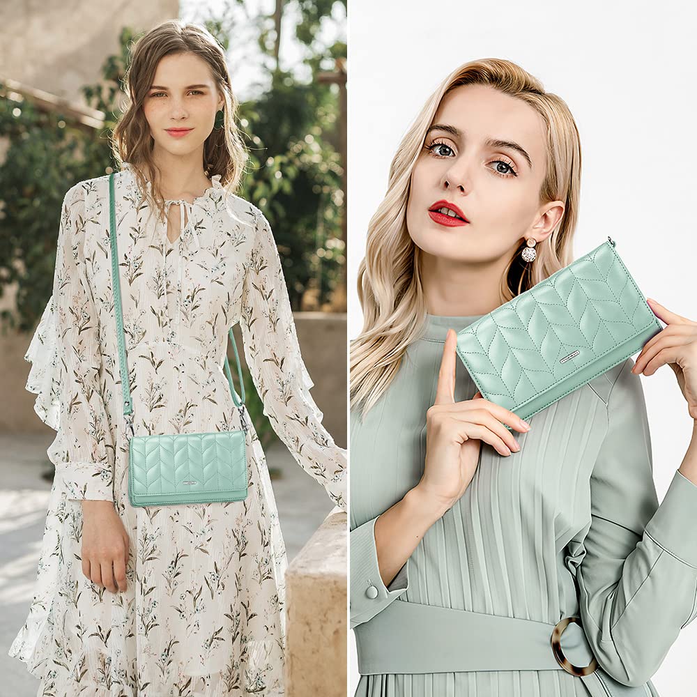 Nuoku Women's Small RFID Blocking Crossbody Purse - Slim Phone Wristlet Wallet with Detachable Strap, 6 Card Slots - Perfect for Travel, Shopping & Everyday Use
