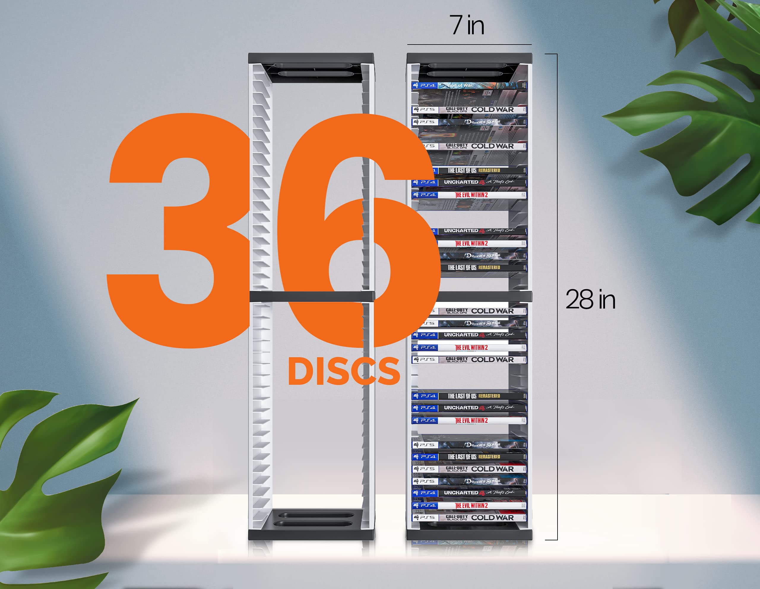 Skywin 2-Pack White Game Storage Organizer & CD Holder Tower - Compatible with PS5, Xbox, Nintendo Switch Games - Perfect for Gaming Room Organization & Media Shelf Display