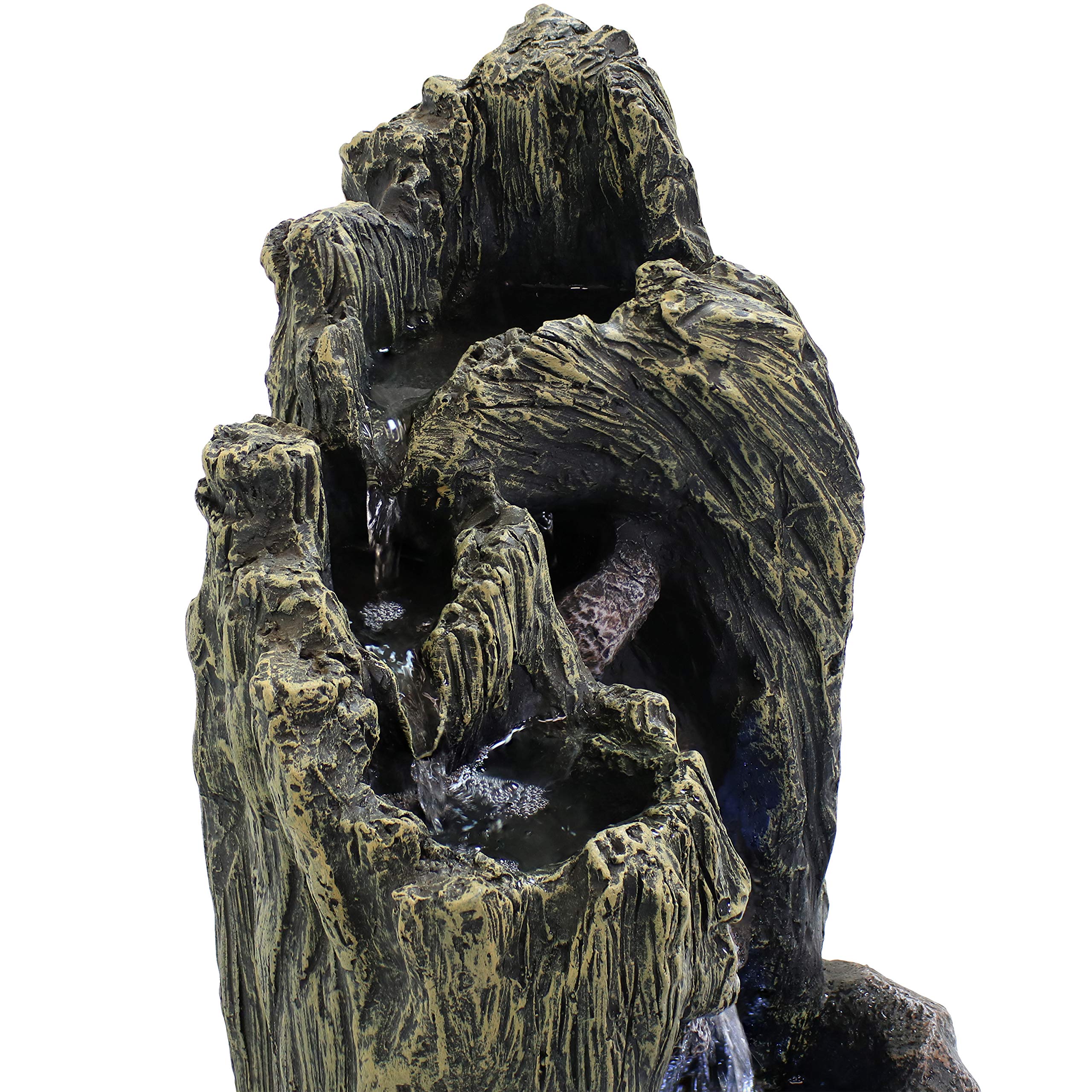 Sunnydaze 28-Inch Outdoor Rock Water Fountain with LED Light - Glass Fiber Reinforced Concrete - Garden Decor, Patio Water Feature, Zen Meditation Fountain for Backyard & Landscaping