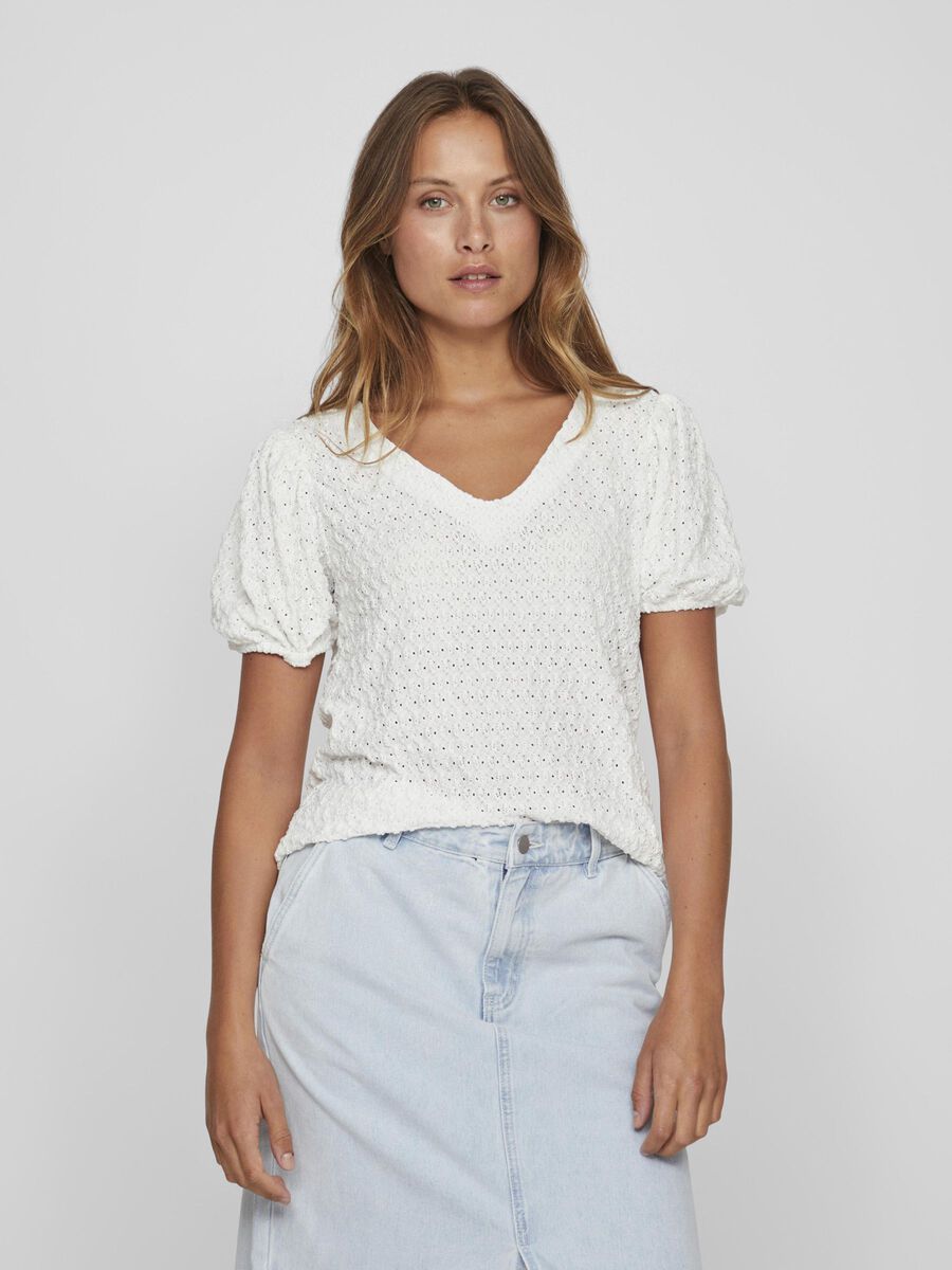 Greta V Neck Top for Women - Soft & Comfortable Cloud Dancer Blouse - Perfect for Office, Date Night & Casual Outings