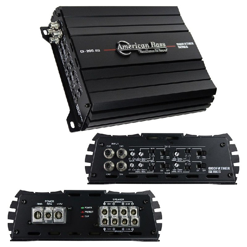 American Bass GF2004D 720W RMS 4 Channel Car Amplifier - High Power Audio System for Cars, Trucks & SUVs | Perfect for Bass Boost & Clear Sound | Ideal for Road Trips & Music Lovers
