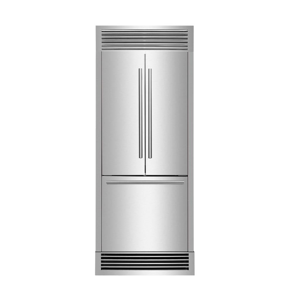 Forno Gallipoli 31 Inch 17.5 Cubic Feet French Door Refrigerator with Built-In Ice Maker - Stainless Steel with Decorative Grill Trim Kit (FFFFD1974 35SG) - Perfect for Modern Kitchens, Entertaining & Large Families