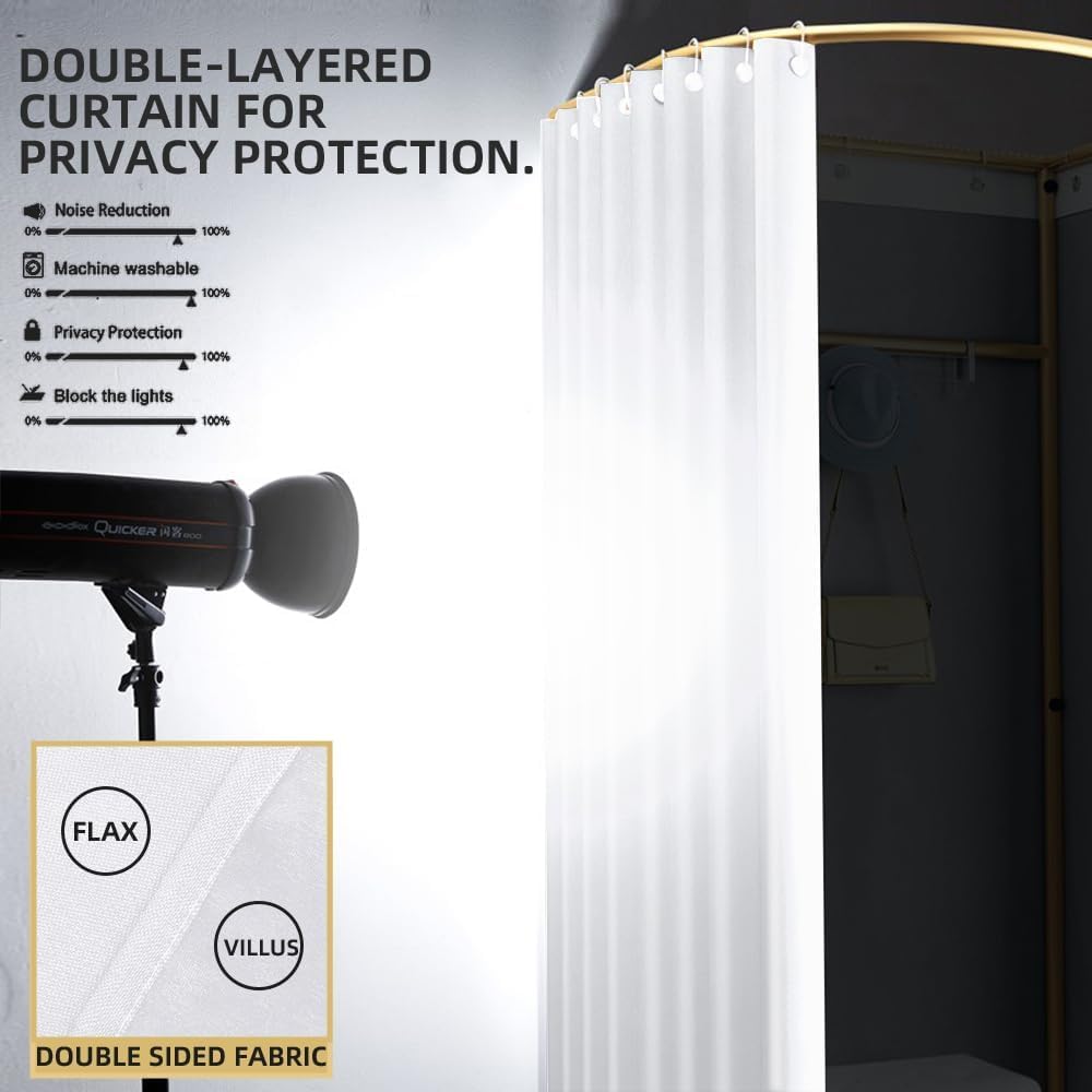 Portable Changing Room with Blackout Curtain - Wall Mounted Dressing Room for Clothing Stores, Fitting Booth, Temporary Locker Room | Perfect for Retail Stores, Home Try-Ons & Event Pop-Ups