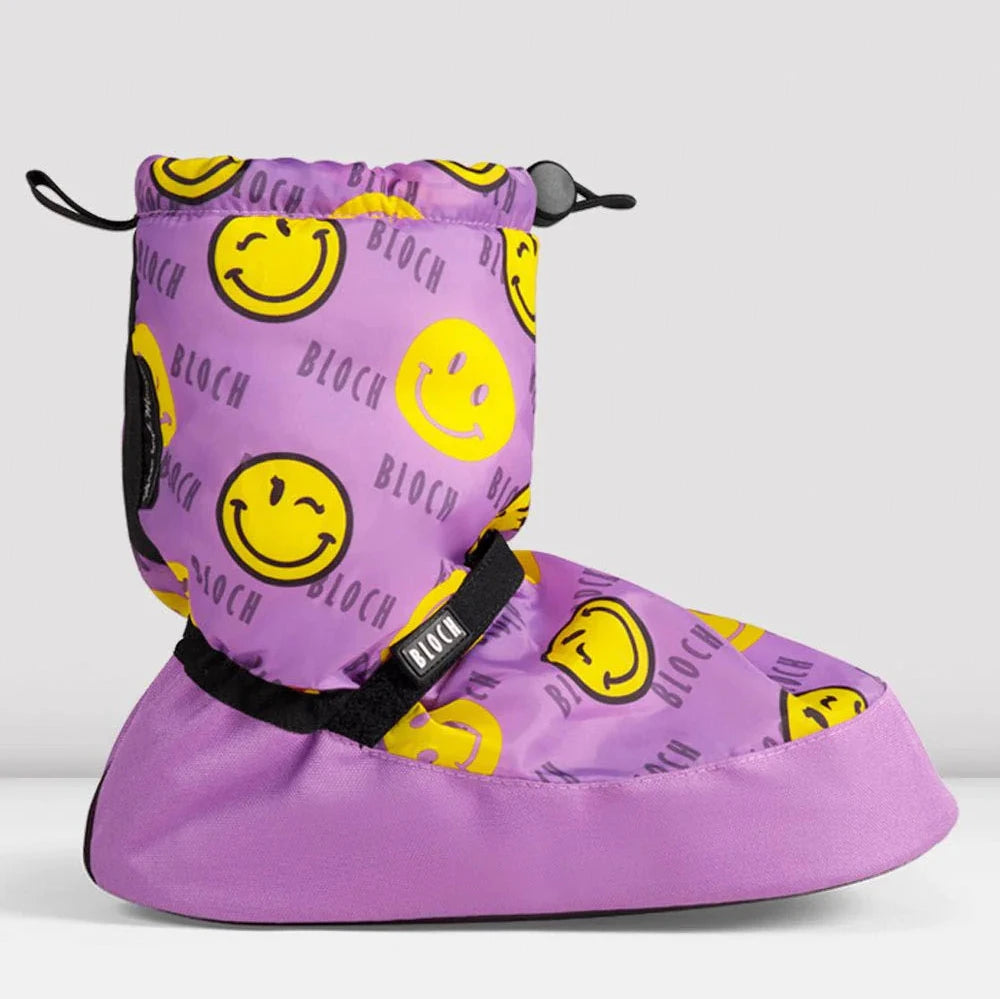 Bloch Women's Smiley Printed High Warm Up Booties - Dance Warm Up Shoes for Ballet, Jazz & Contemporary - Perfect for Studio, Rehearsals & Performances