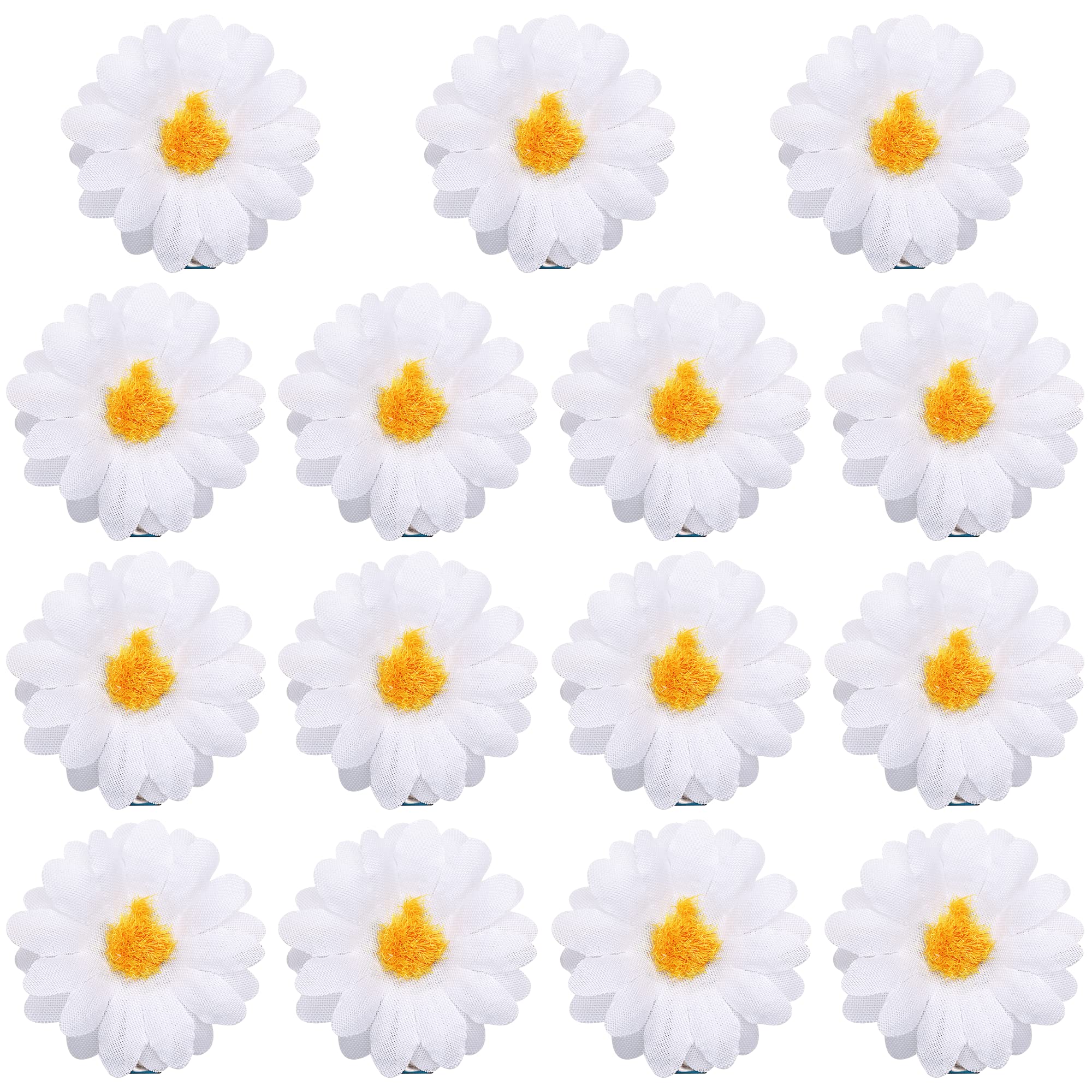15PCS Daisy Flower Hair Clips - Mini Sun Hair Accessories for Women, Bridesmaid Hairpins, Beach Wedding Decor (White) - Perfect for Summer Parties, Boho Style & Photo Shoots