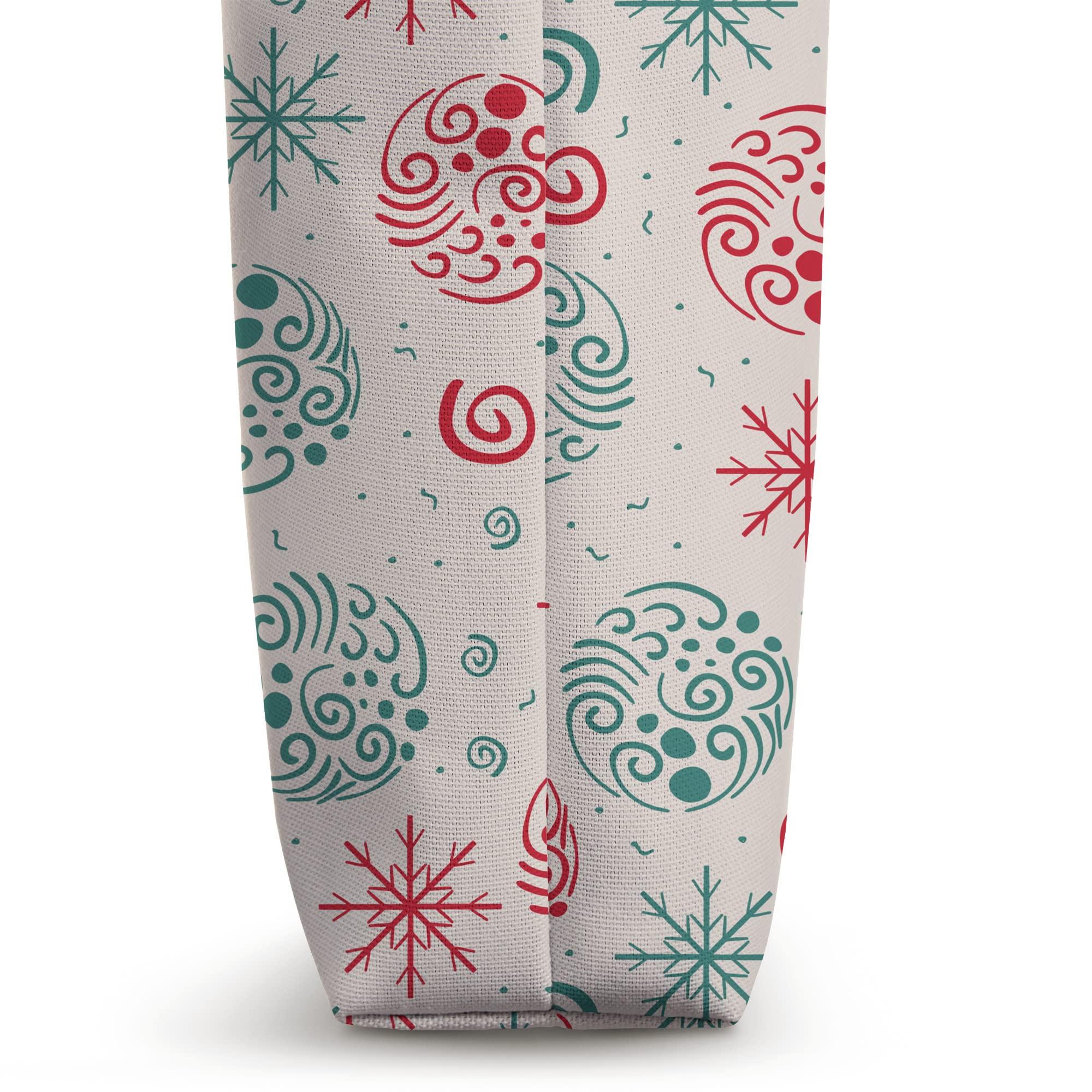 Festive Christmas Tote Bag with Red & Green Swirls and Stars - Perfect for Holiday Shopping, Gift Giving & Seasonal Decorations