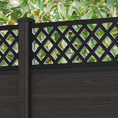 Classic Dark Oak Hive Fence Panel with Composite Posts - Durable & Weather-Resistant Backyard Privacy Fence for Gardens, Patios, and Pool Areas