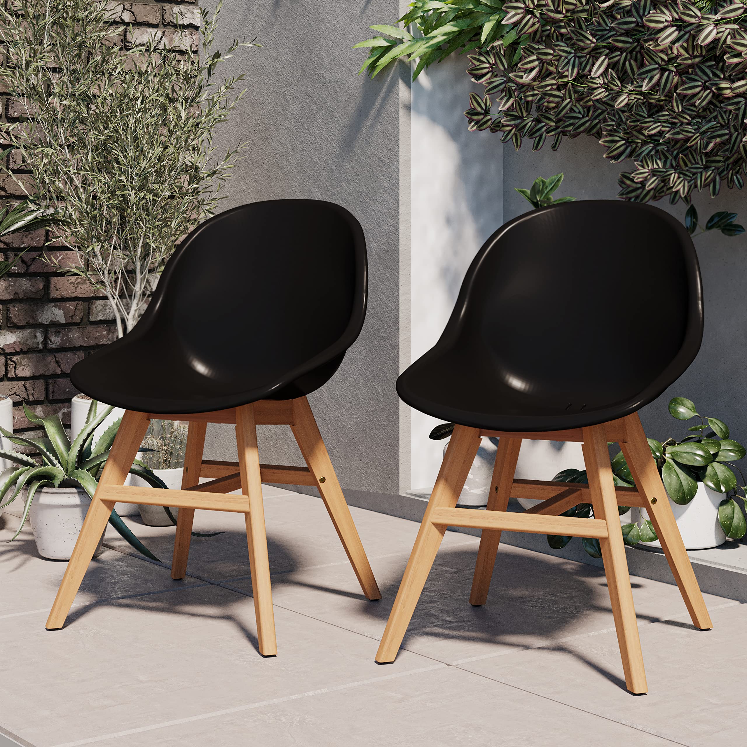 Urban Elements Eugène 9-Piece Patio Furniture Set - 100% FSC Certified Eucalyptus Wood with Teak Finish | Outdoor Dining Table & Chairs, Backyard Furniture Set in Black | Perfect for Garden Parties, Poolside Lounging & Al Fresco Dining