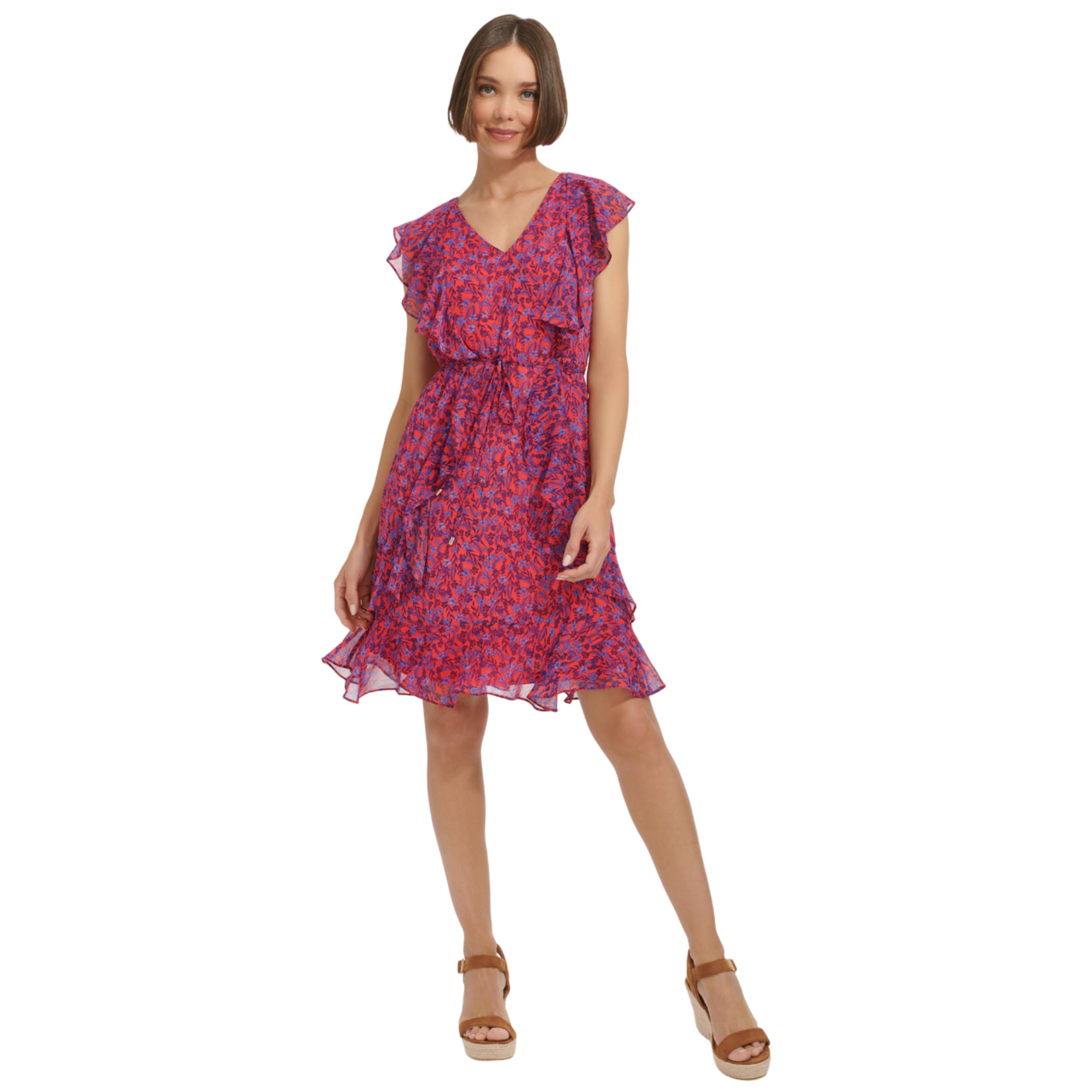Tommy Hilfiger Women's Sleeveless Ruffle Dress - Flowy Summer Dress for Casual Outings, Beach Vacations & Date Nights