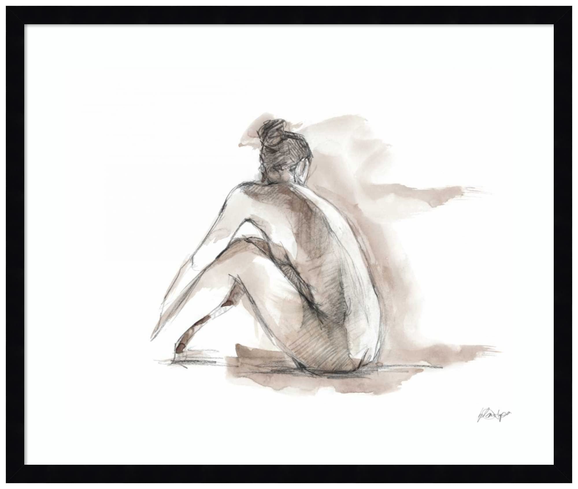 Amanti Art Framed Wall Art Print 21x25 - Gestural Figure Study I by Ethan Harper | Modern Contemporary People Wall Art | Medium Poster Painting for Living Room, Bedroom, Bathroom & Kitchen | Perfect for Home Decor, Office & Gift Giving