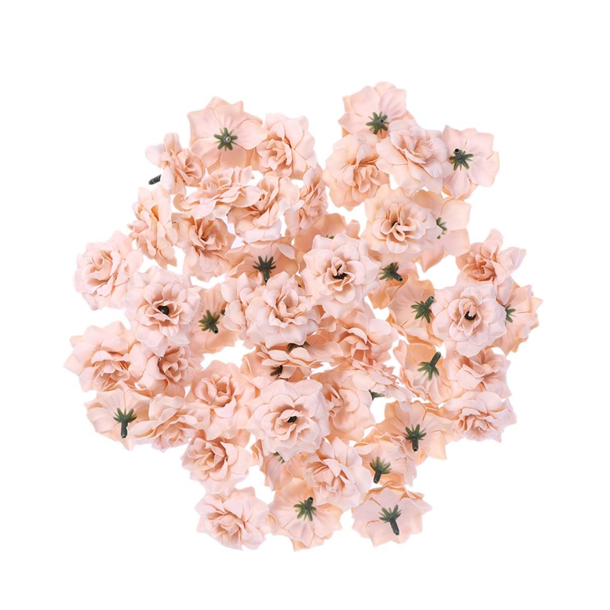 DOITOOL 50PCS Artificial Roses - Small Flannel Fake Flowers for DIY Crafts, Bridal Hair Clips, Headbands, Wedding Dress Decorations - Perfect for Wedding Party, Home Decor, and Floral Arrangements