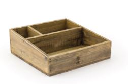 Rustic Wood Square Accessory Holder - Natural Finish, 8.25 Inch, Set of 4 - Perfect for Organizing Jewelry, Keys & Small Items in Bathroom, Bedroom or Entryway