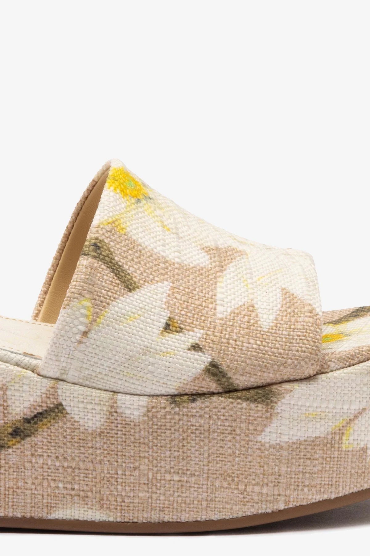Alex Women's Beige Printed Raffia Flatform Mule Sandals - Comfortable Summer Slides for Beach, Pool, and Casual Outings