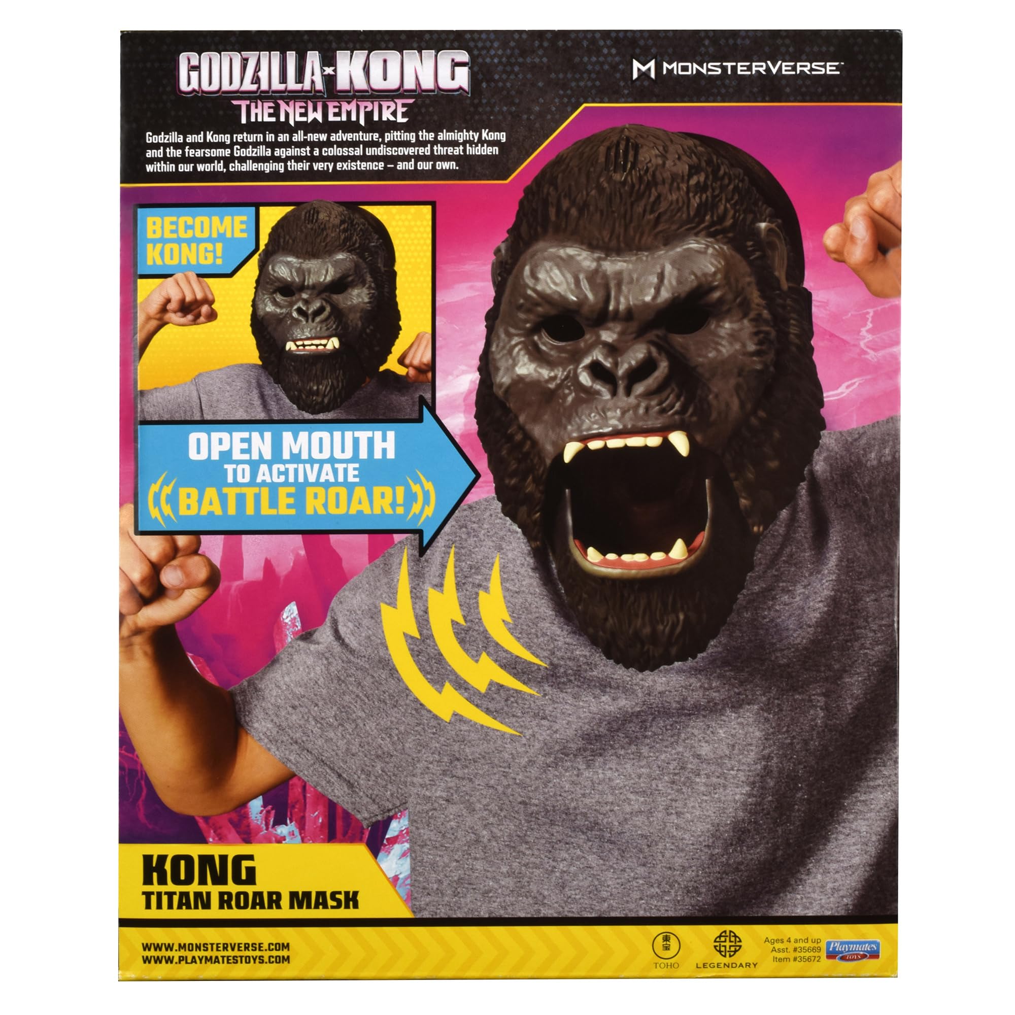 Playmates Toys Godzilla vs Kong Interactive Mask - Roaring Sound Effects & Light-Up Features for Kids, Collectors & Movie Fans - Perfect for Halloween, Cosplay & Action Play