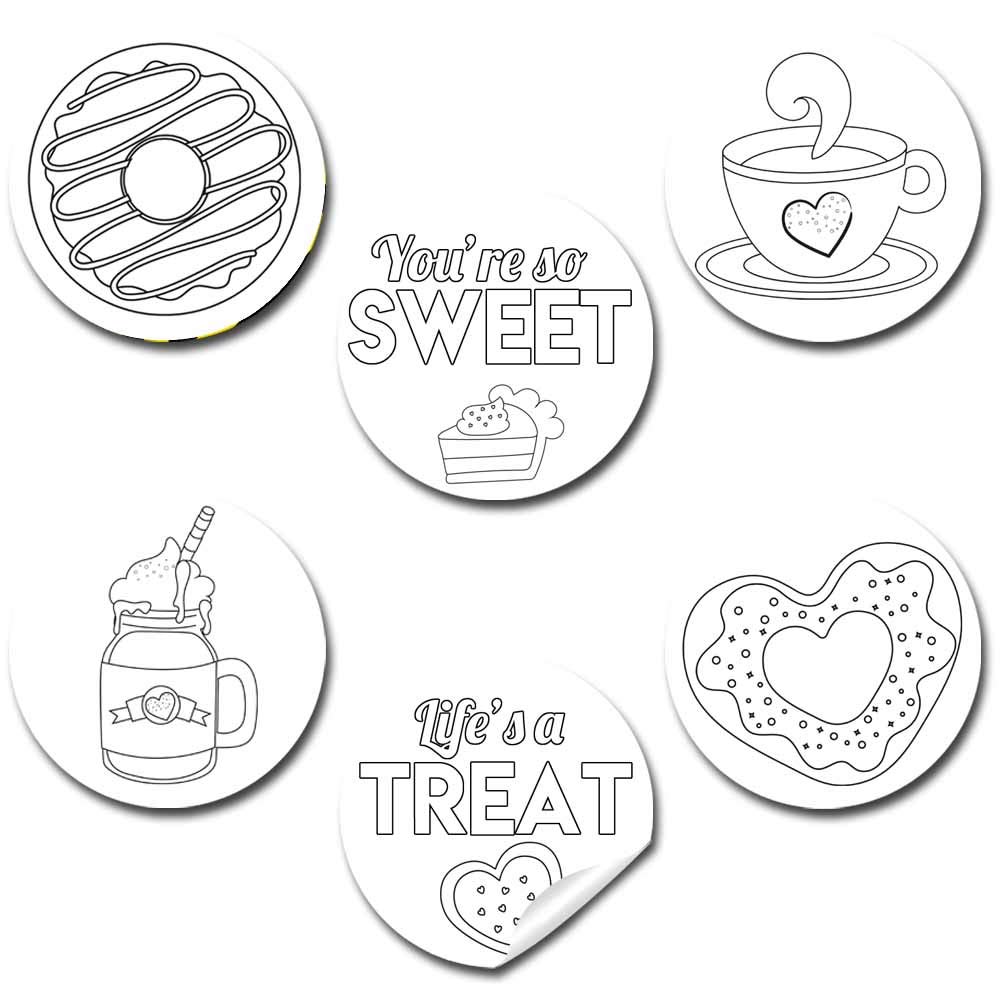 DIY Sweet Treats Themed Birthday Party Favor Stickers for Kids - 90 Pack 1.5