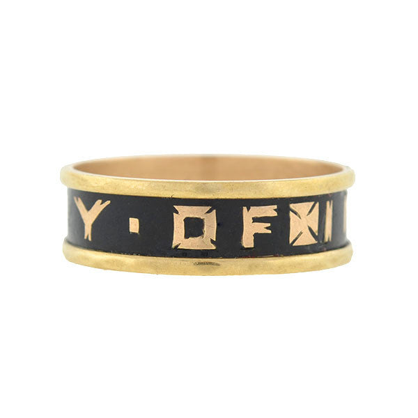 Victorian Style 9kt Gold & Enamel Memorial Mourning Ring - Elegant Keepsake for Remembrance, Sympathy Gifts & Historical Jewelry Collection