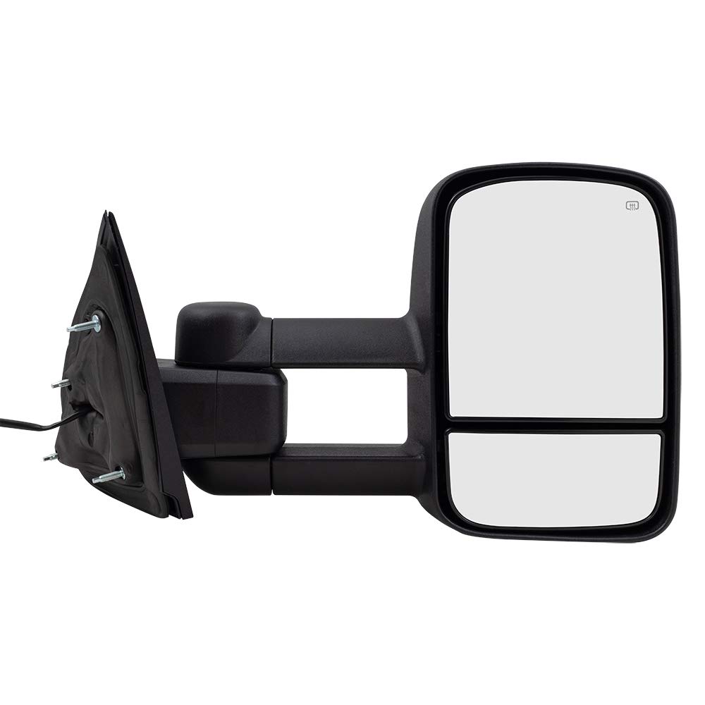 Brock Replacement Heated Textured Towing Telescopic Power Mirrors Compatible with 2014-2017 Chevy Silverado & GMC Sierra Pickup Trucks - Perfect for Towing, Off-Roading & Winter Driving