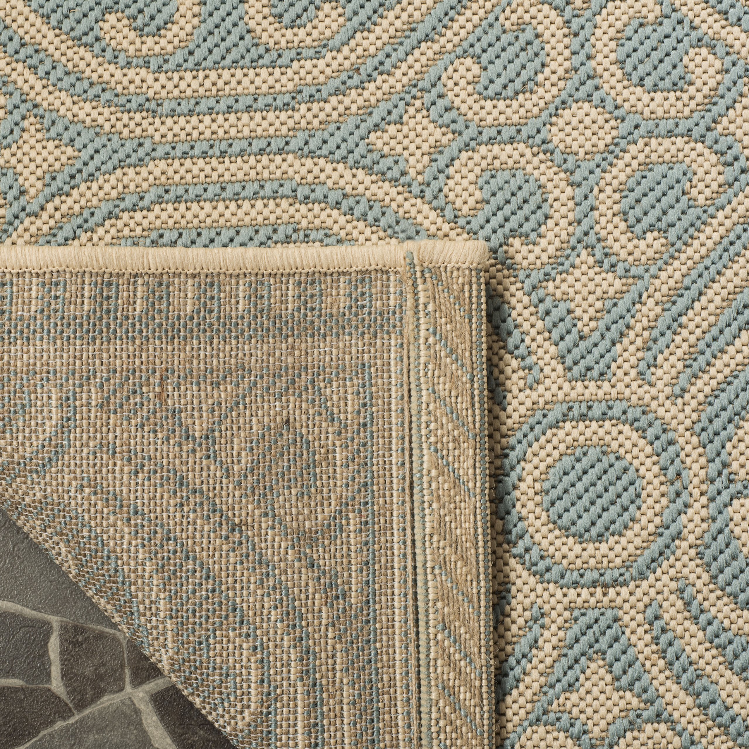 SAFAVIEH Linden Collection 9' x 12' Cream/Aqua Geometric Area Rug - Indoor/Outdoor Non-Shedding Easy-Clean - Perfect for Patio, Backyard, Porch, Deck & Mudroom