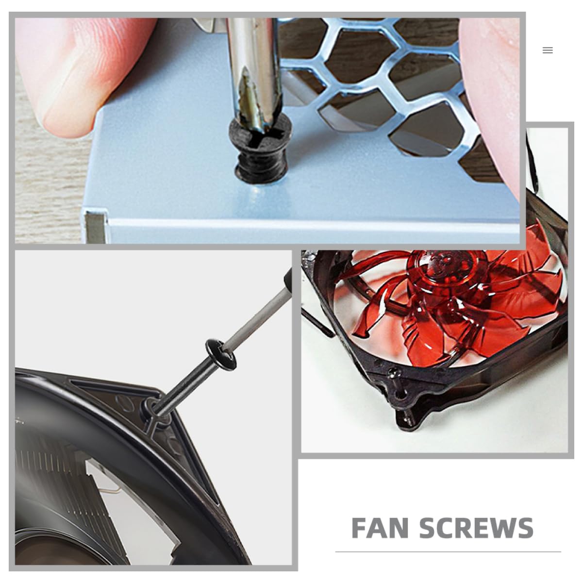 50pcs Computer Fan Screws - 30mm Long Steel Case Fan Mounting Screws & Power Fan Rivets for PC Build, Replacement, and Upgrade | Compatible with Desktop, Gaming PC, and Server Cases