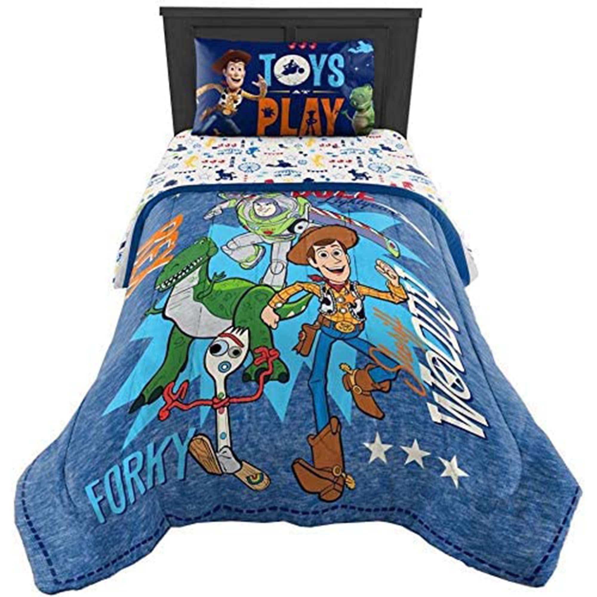 Toy Story Bedding Set for Kids - 5 Piece Full Size Bed Set with Woody, Buzz, Forky & Rex Characters, Reversible Comforter | Perfect for Disney Themed Rooms, Birthday Gifts & Sleepovers