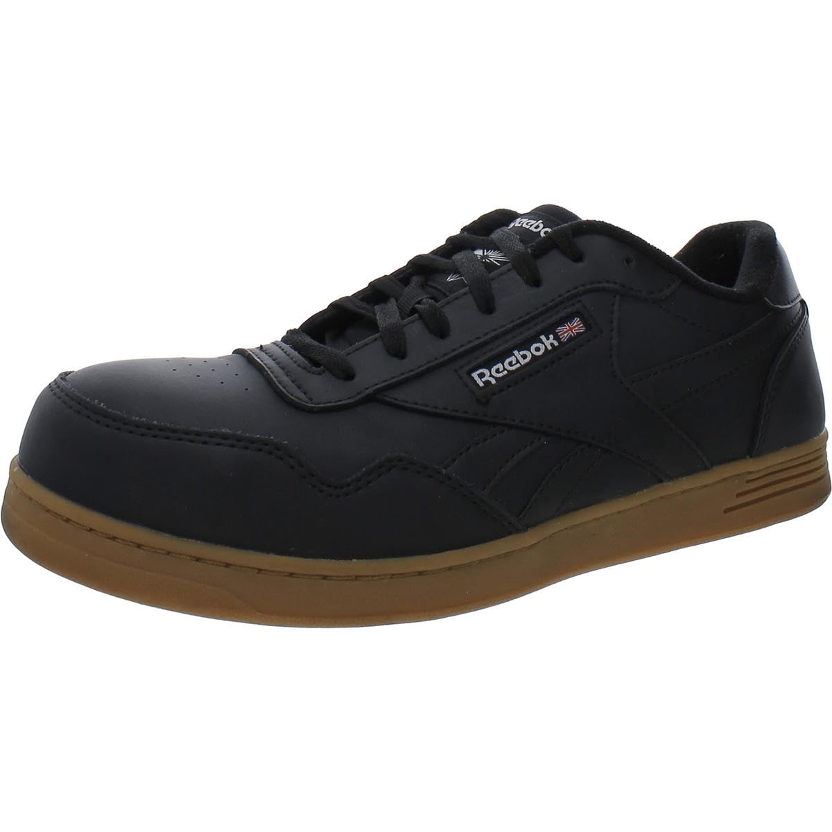 Reebok Men's RB4154 Club MEMT Classic Work Sneaker - Black & Gum Safety Shoes for Construction, Warehouse & Industrial Work - Non-Slip Comfort Sneakers for Men