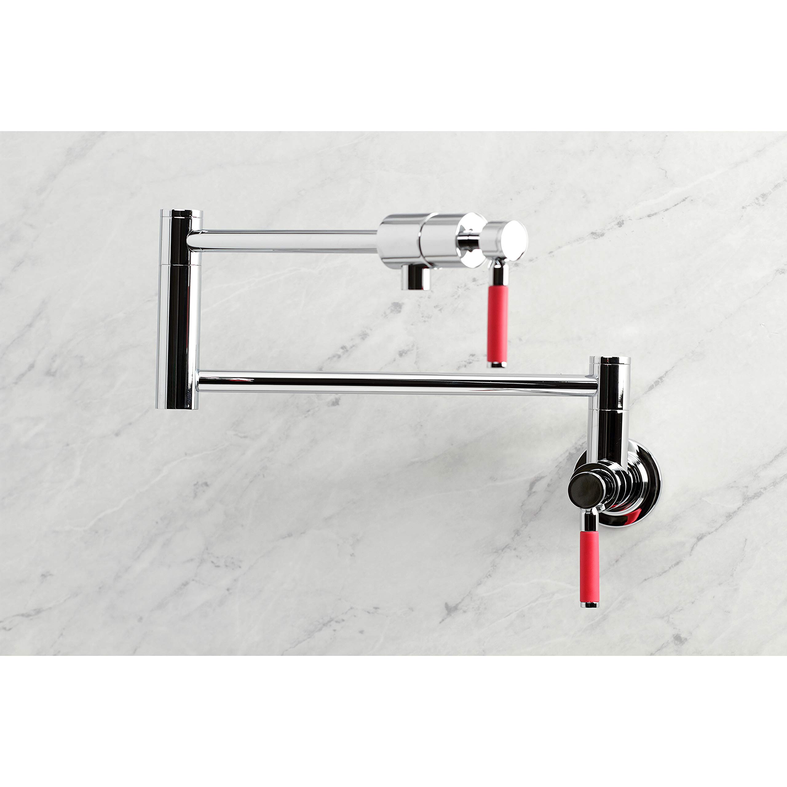 Kingston Brass KS4101DKL Kaiser Wall Mount Pot Filler Faucet - Polished Chrome Finish - Ideal for Kitchen Sink, Stove & Cooking Area