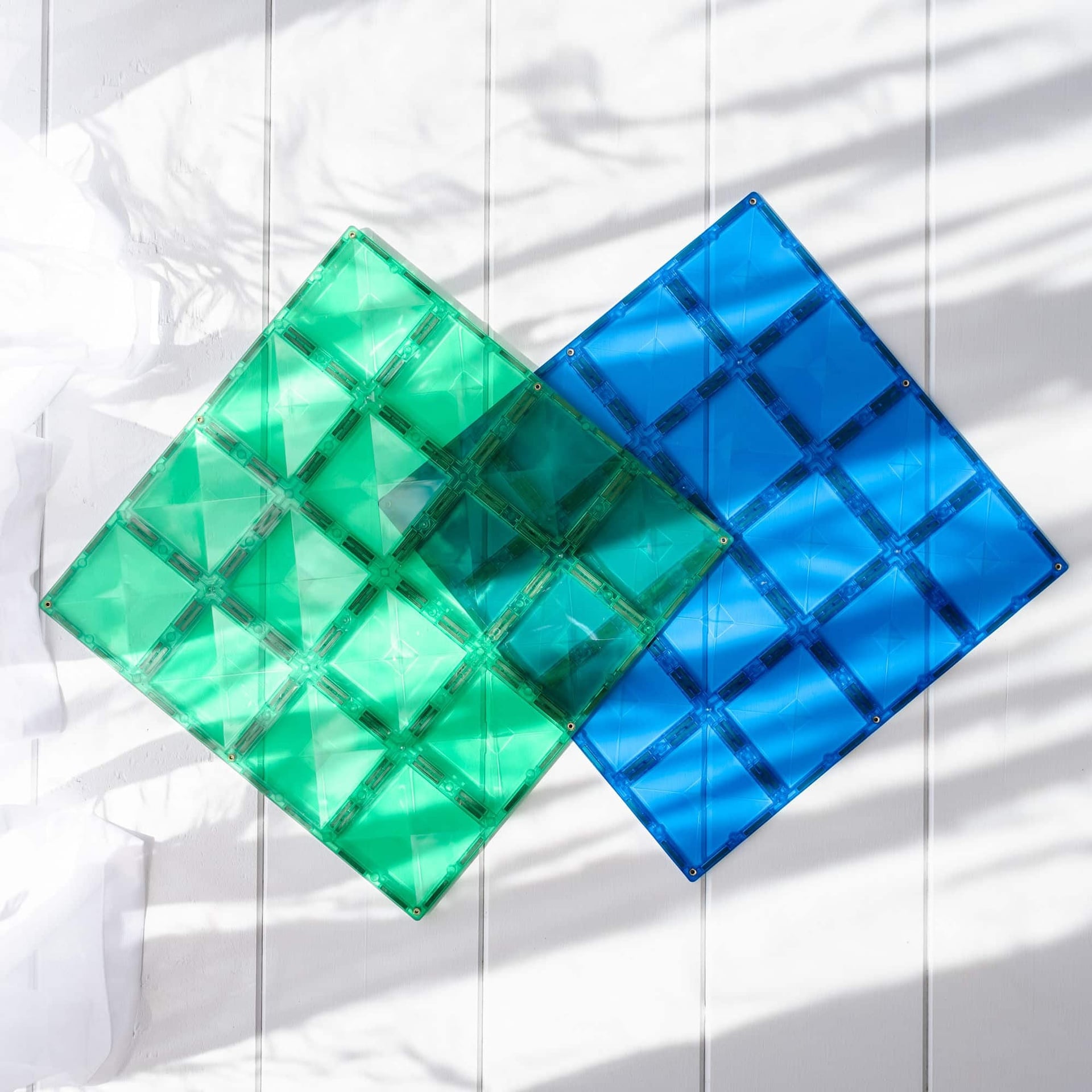 Connetix Magnetic Tiles - Rainbow Blue & Green Base Plates (2 Pack) | STEM Educational Toys for Kids | Perfect for Building, Learning & Creative Play