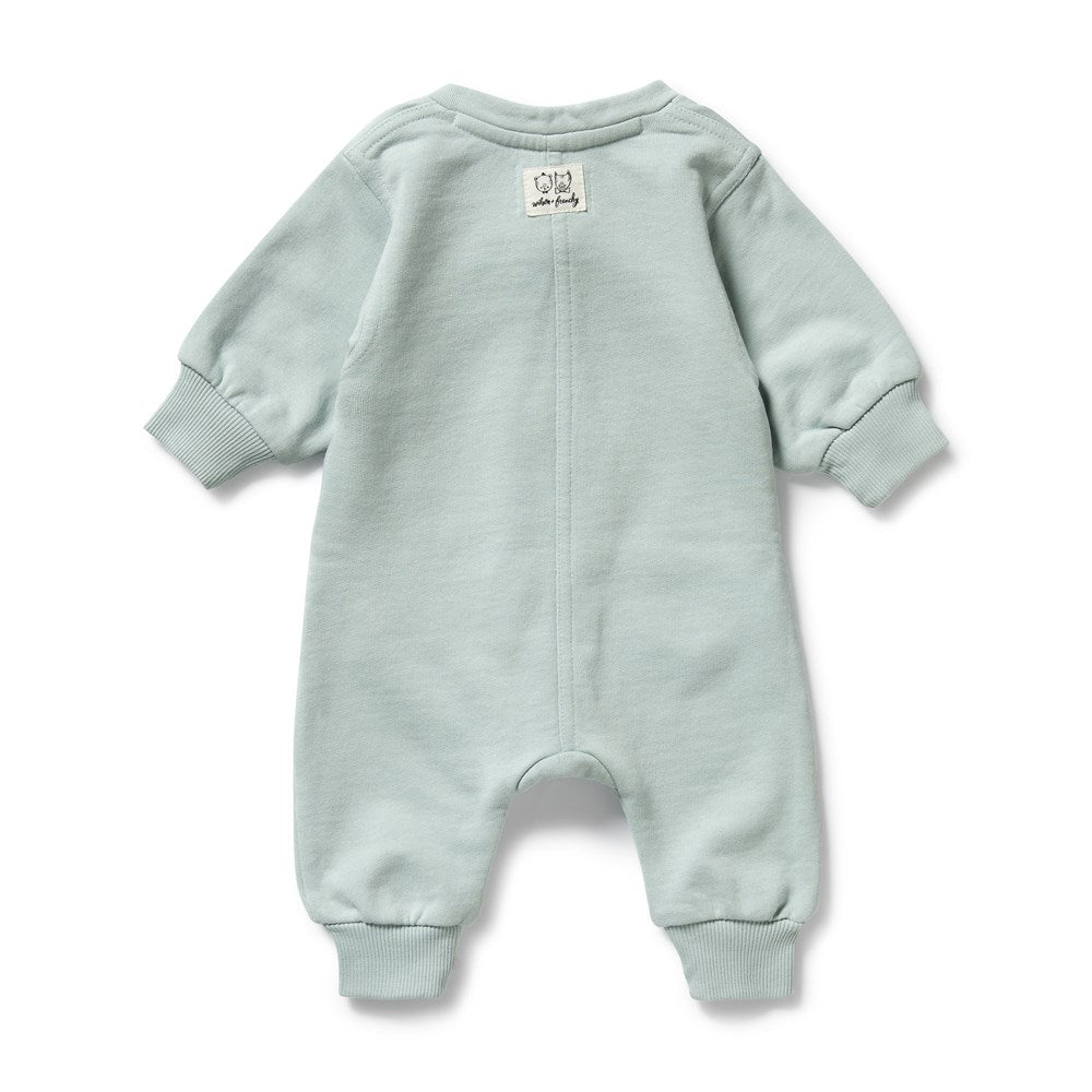 Organic Cotton Baby Growsuit - Sage Green Terry Cloth One-Piece Romper for Newborns & Infants | Soft & Comfortable for Playtime, Sleep & Everyday Wear