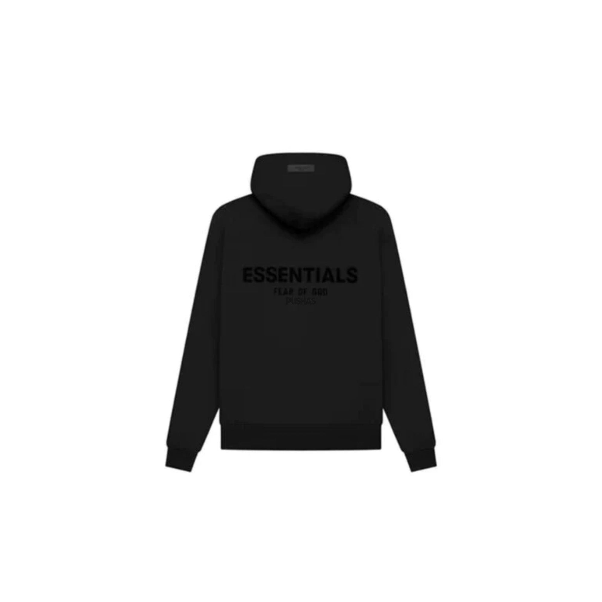 Fear of God Essentials Pullover Hoodie with Chest Logo - Stretch Limo & Black (2022) | Streetwear Fashion, Casual Outfit, Urban Style for Men & Women