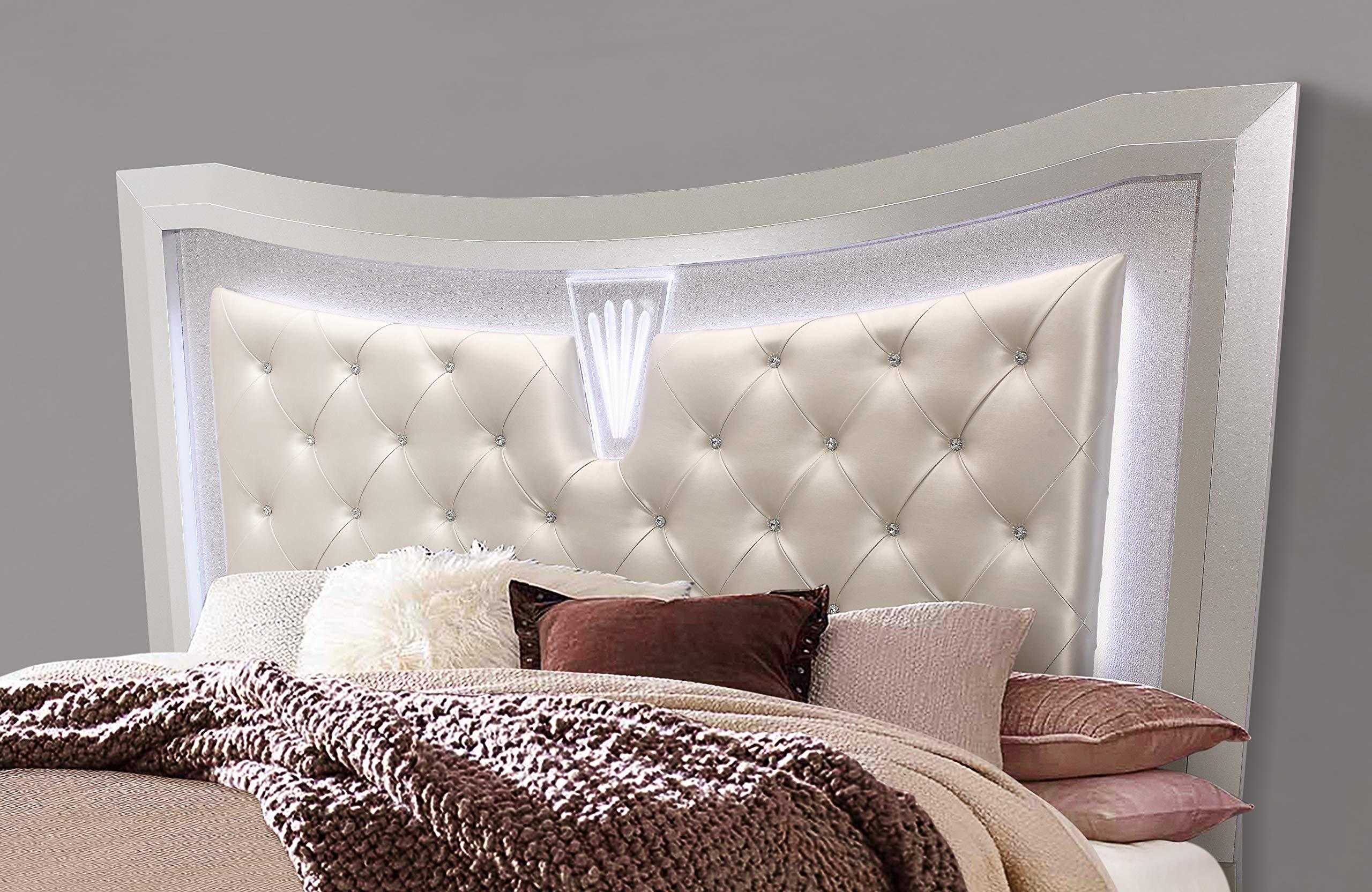 Global Furniture USA Paris Champagne King Size Bed Frame - Luxury Bedroom Furniture for Master Suite & Guest Room Decor