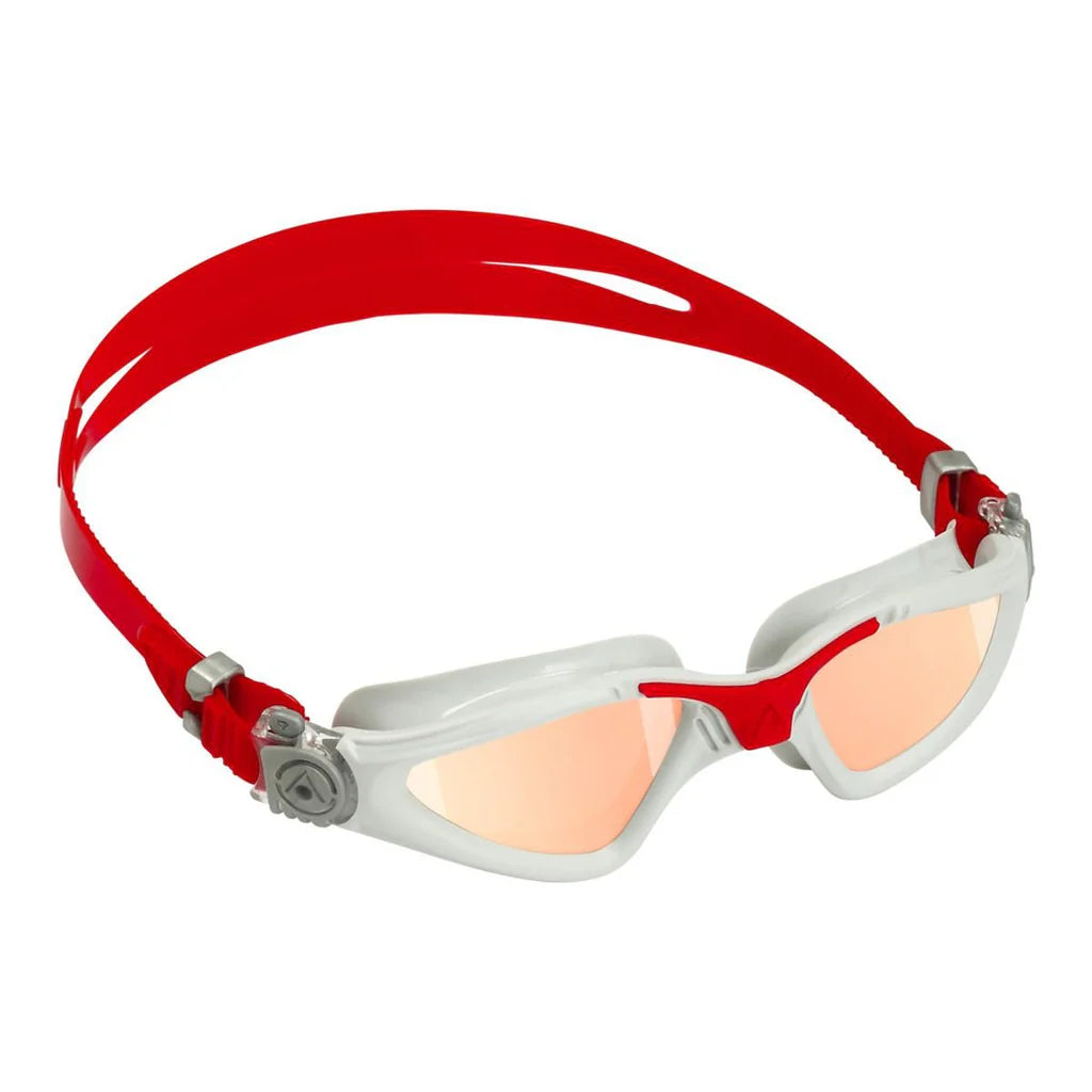 AquaSphere Kayenne Active Adult Swim Goggles - Grey/Red Iridescent Lens for Competitive Swimming & Training | UV Protection & Anti-Fog Technology
