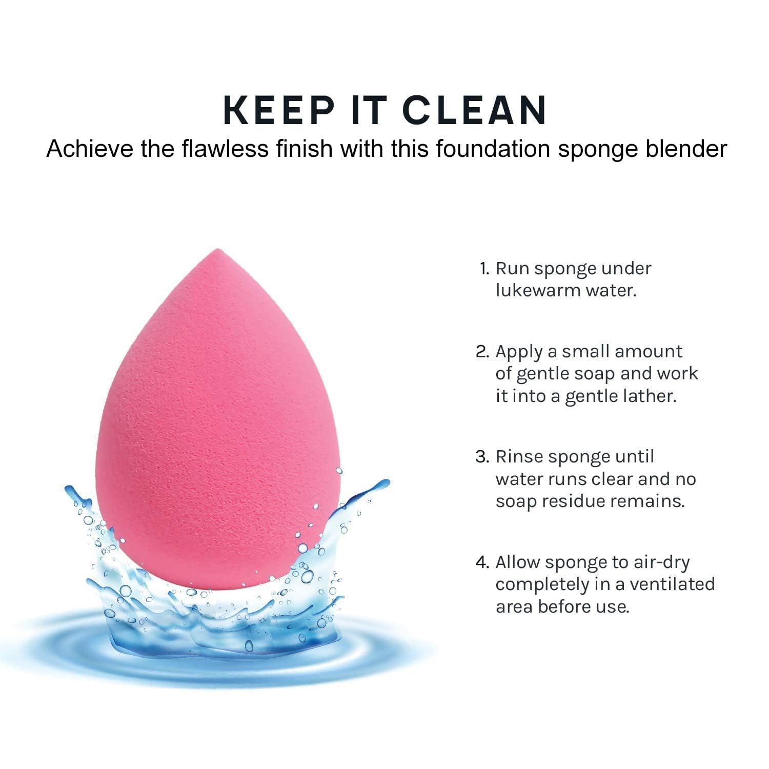 Glamzone 6-in-1 Beauty Blender Sponge Set - Foundation Blender, Powder Puff & Cosmetic Sponge for Flawless Makeup Application | Reusable & Washable Makeup Tools for Women & Teens | Perfect for Daily Makeup, Contouring & Blending