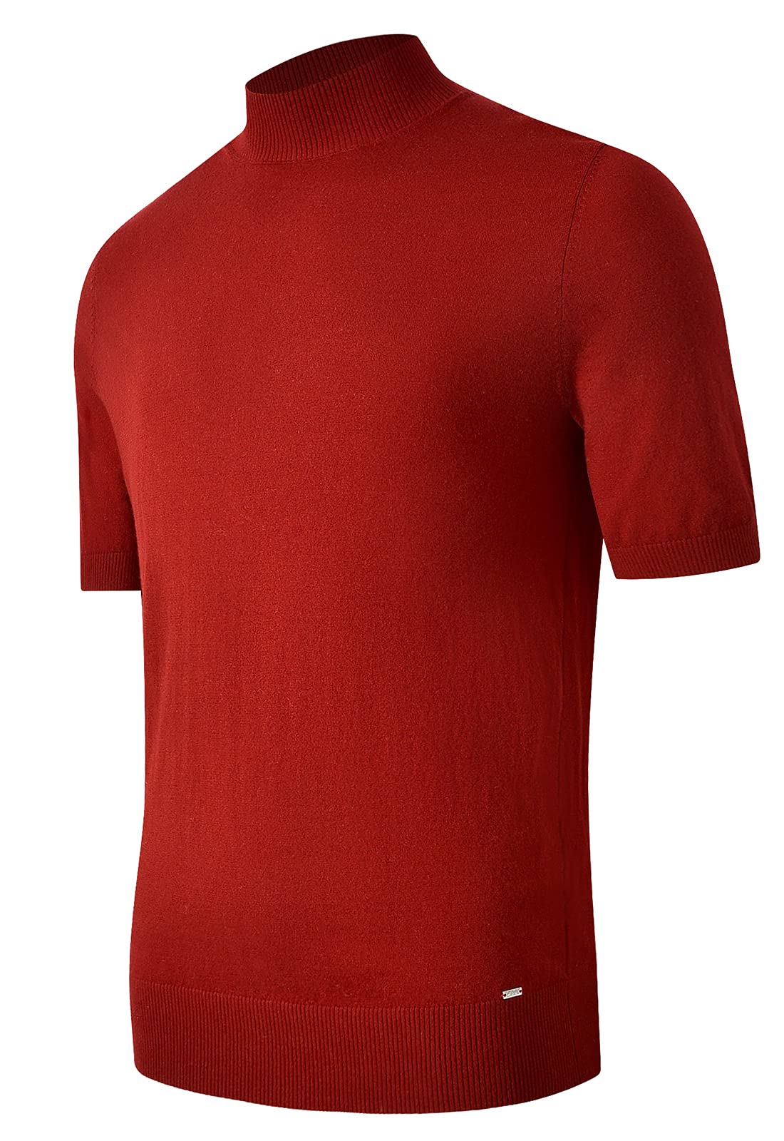 ZHILI Men's Lightweight Merino Wool Mock Turtleneck Sweater Undershirt - Breathable Short Sleeve Base Layer for Hiking, Travel & Office Wear