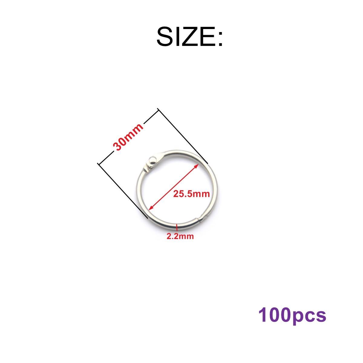 Metal Loose Leaf Binder Rings - 1 Inch Book Rings for Paper, Index Cards & Keys - Durable Office & School Supplies - Perfect for Organizing Documents, Notebooks, and Keychains at Home, Office or Classroom