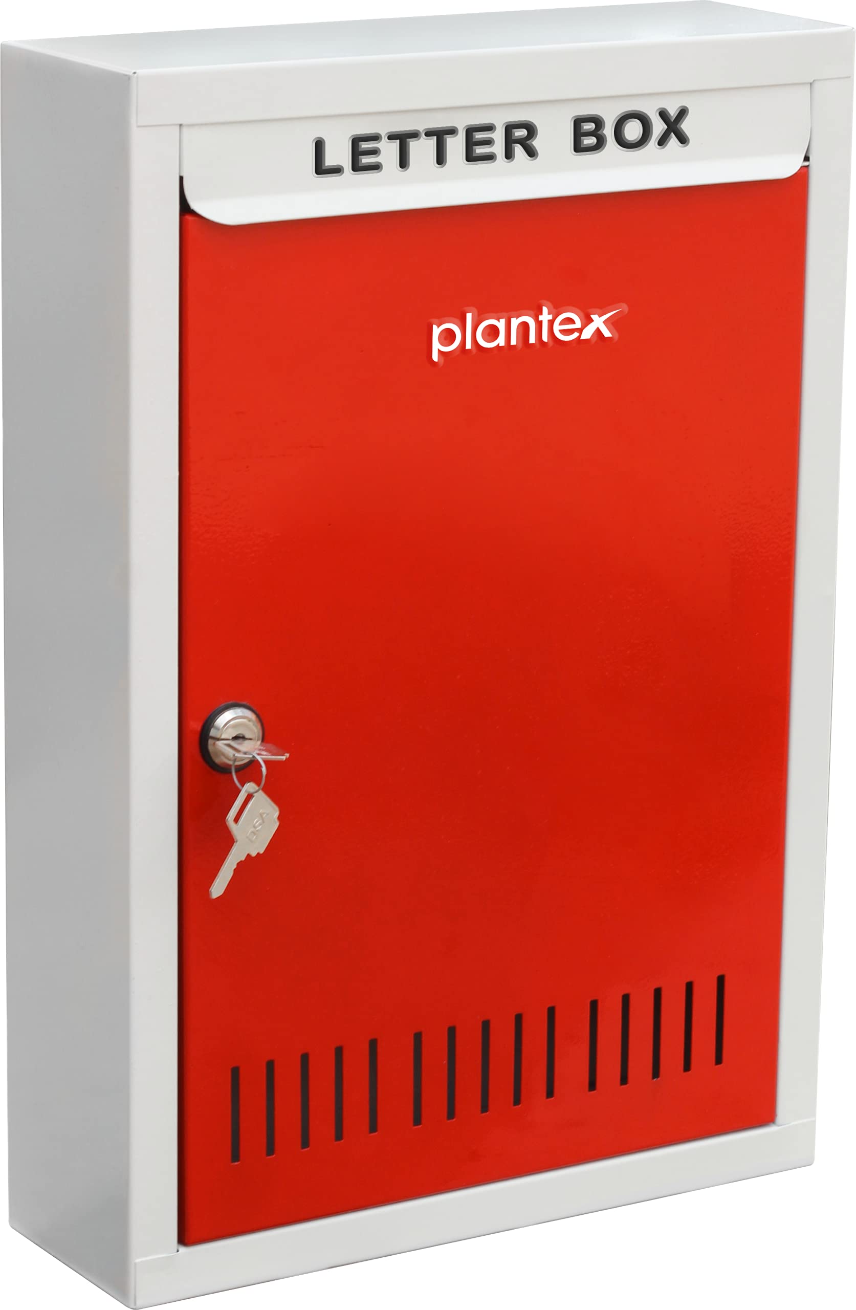 Plantex GI Steel Letter Box with Secure Lock - Wall Mounted Mailbox for Home & Office - Big Size in Red & Ivory - Perfect for Home Gates, Suggestion Boxes & Complaint Boxes