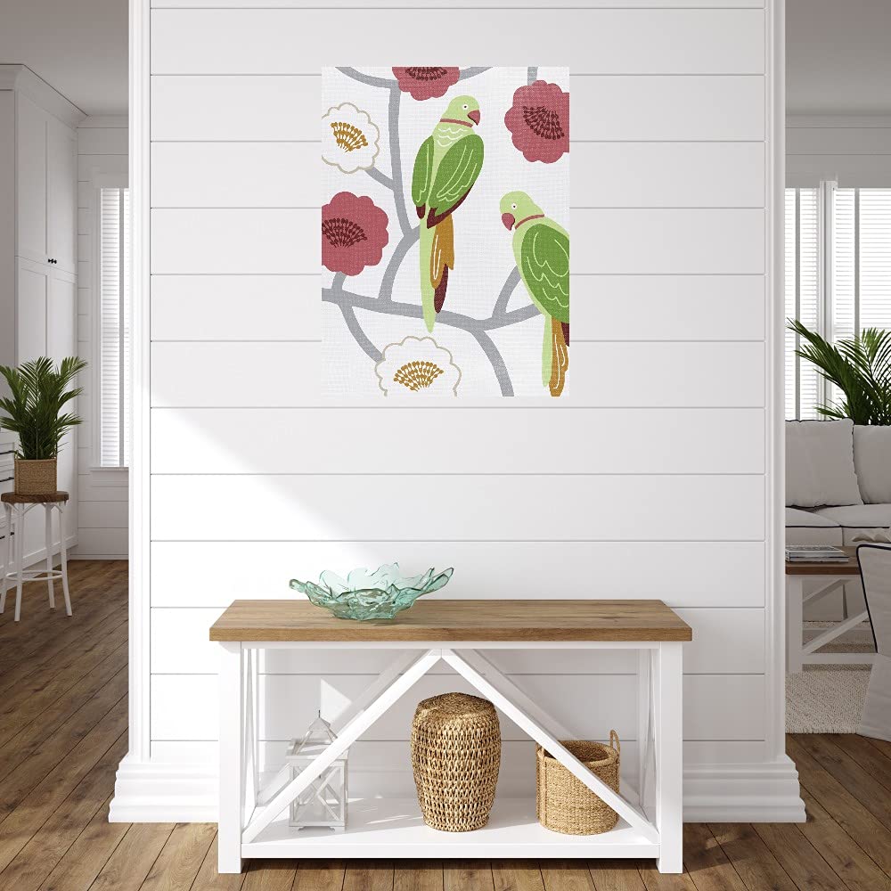 Fuglar Crimson Fine Art Canvas Wall Decor by Kristine Hegre - 24x32 Inch Ready-to-Hang Painting for Living Room, Bedroom, Office & More - Modern Home & Office Wall Art Decor