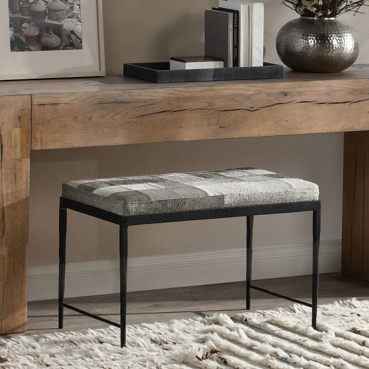 Achen Hide Bench - Stylish and Functional Storage Ottoman for Living Room, Bedroom, or Entryway - Perfect for Home Organization and Extra Seating