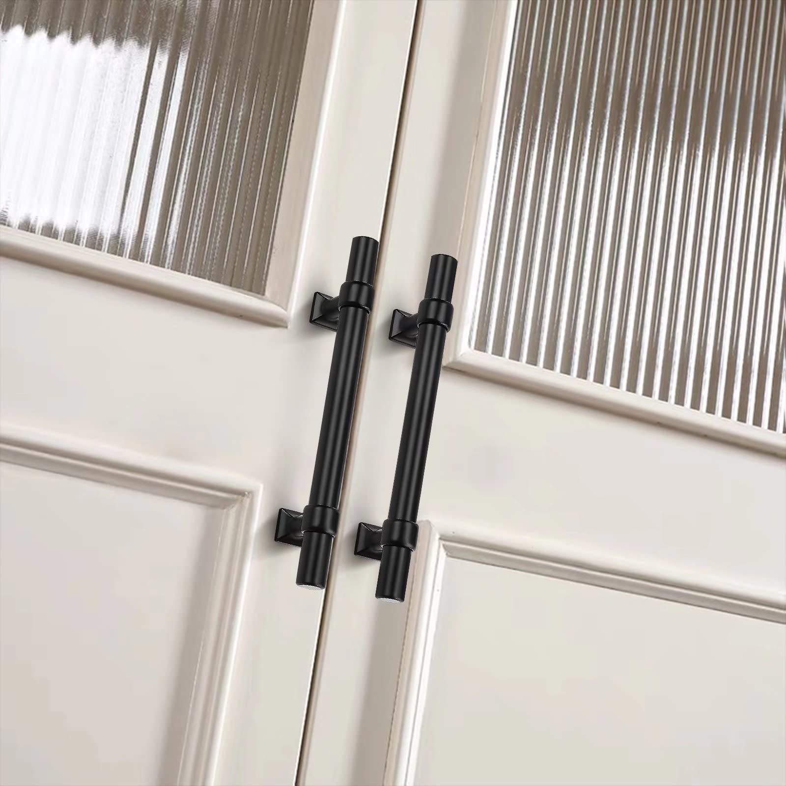 10 Pack Matte Black Cabinet Pulls - 4 Inch Stainless Steel T Bar Drawer Handles for Kitchen, Bathroom & Dresser - Durable Cabinet Hardware for Modern Home Decor