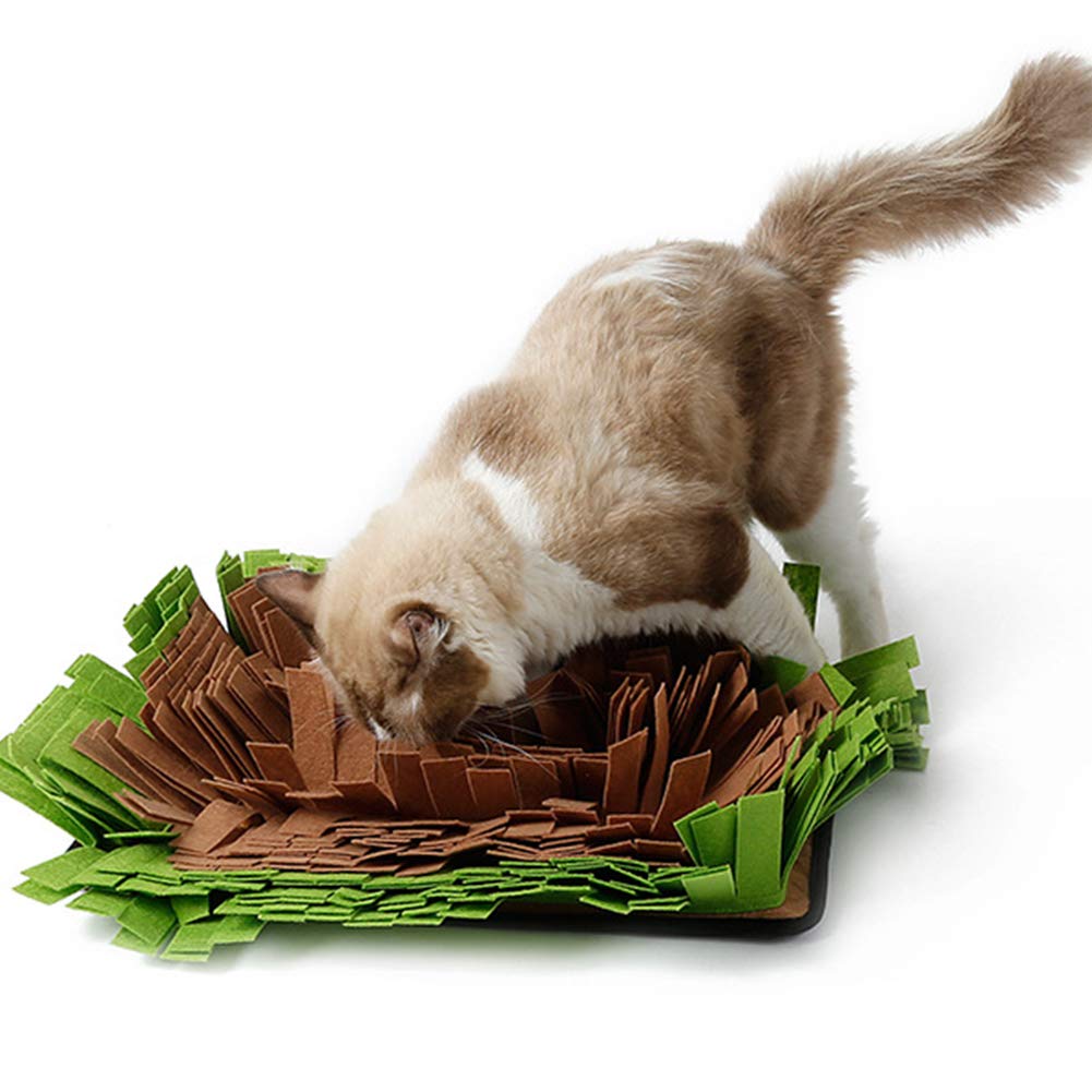Interactive Pet Snuffle Mat for Dogs & Cats - Slow Feeding Puzzle Toy with Nosework Training Blanket - Encourages Natural Foraging Skills (Green) - Perfect for Mealtime Enrichment & Mental Stimulation