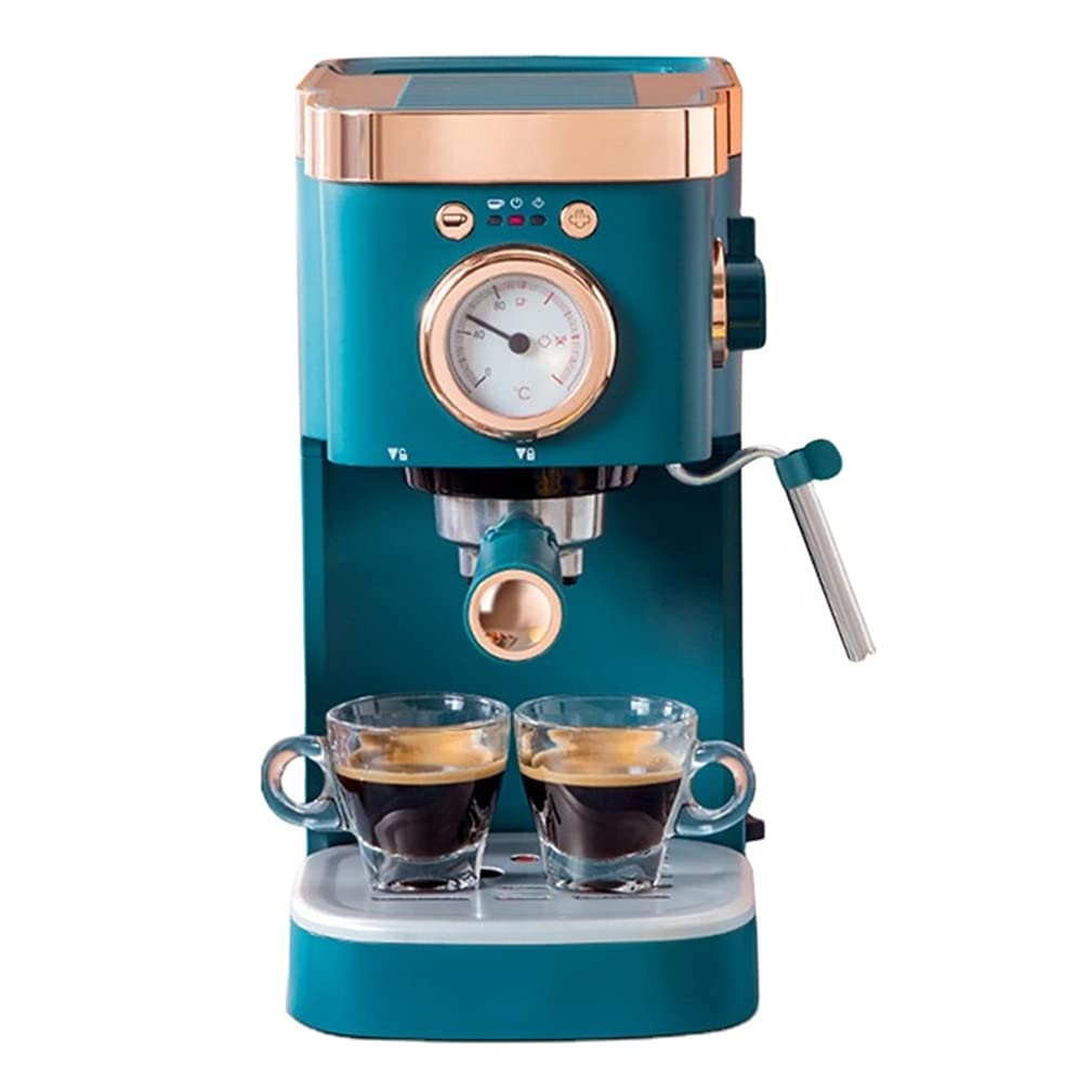 Retro Home Office Coffee Maker with Built-in Milk Frother - Portable Electric Pump Steam Espresso Machine for Latte & Cappuccino - Compact Green Coffee Brewing System (Perfect for Small Kitchens, Dorms & Office Use)