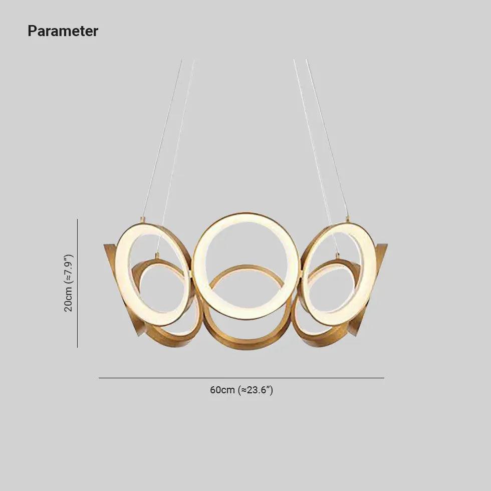 Elegant Gold LED Pendant Light with Ring-Shaped Petal Design - Perfect for Bedroom, Dining Room, and Living Room Lighting Decor