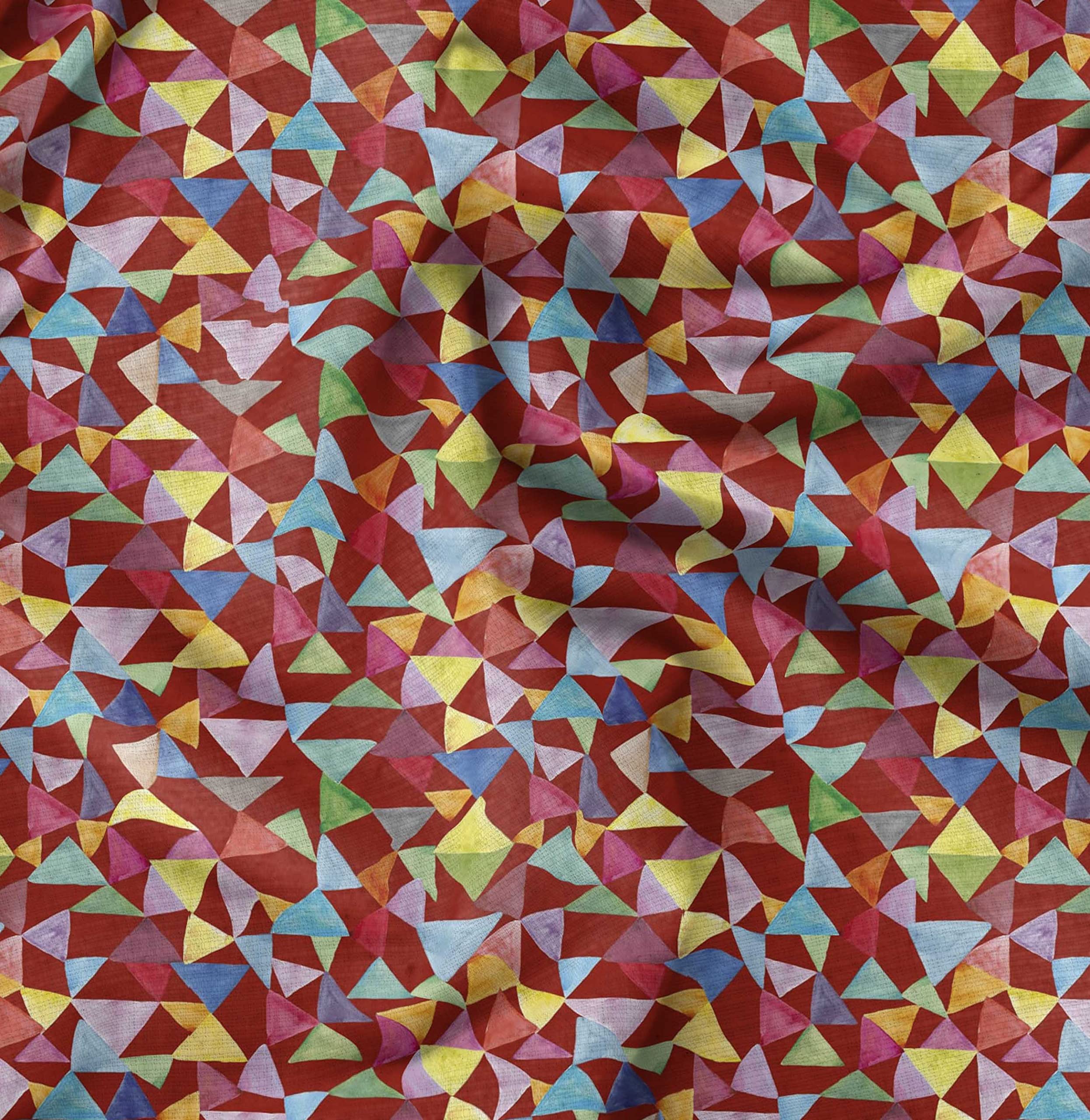 Soimoi Moss Georgette Brown Fabric by The Yard - 42 Inch Wide Geometric Print Fabric for Sewing, DIY Crafts & Home Decor | Triangle Pattern Chic Fabric for Dresses, Curtains & Creative Projects