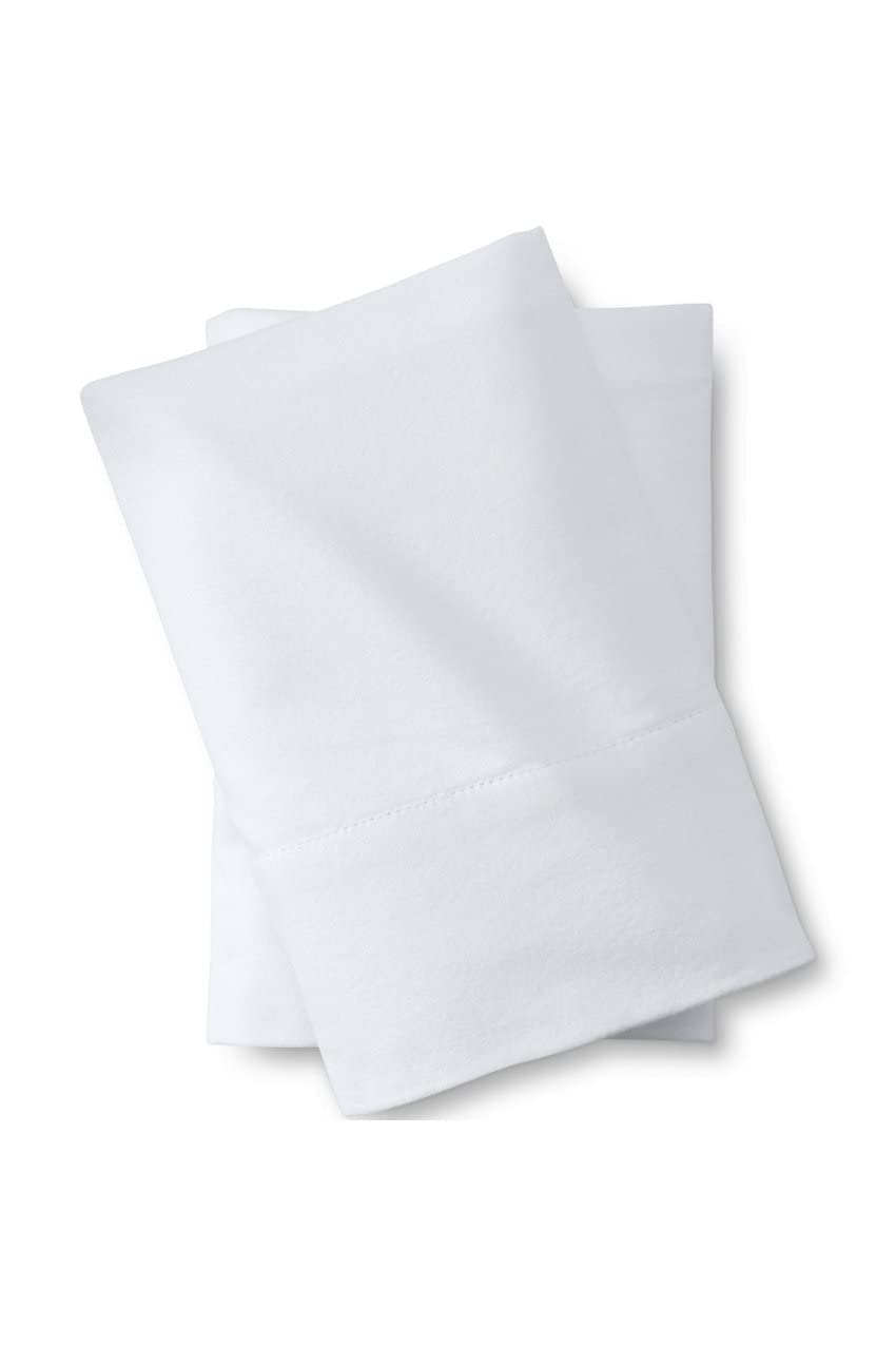 Lands' End 6oz Flannel Solid White Standard Pillowcase Set - Soft & Cozy Bedding for Winter Nights, Perfect for Home, Hotel, and Guest Room Use