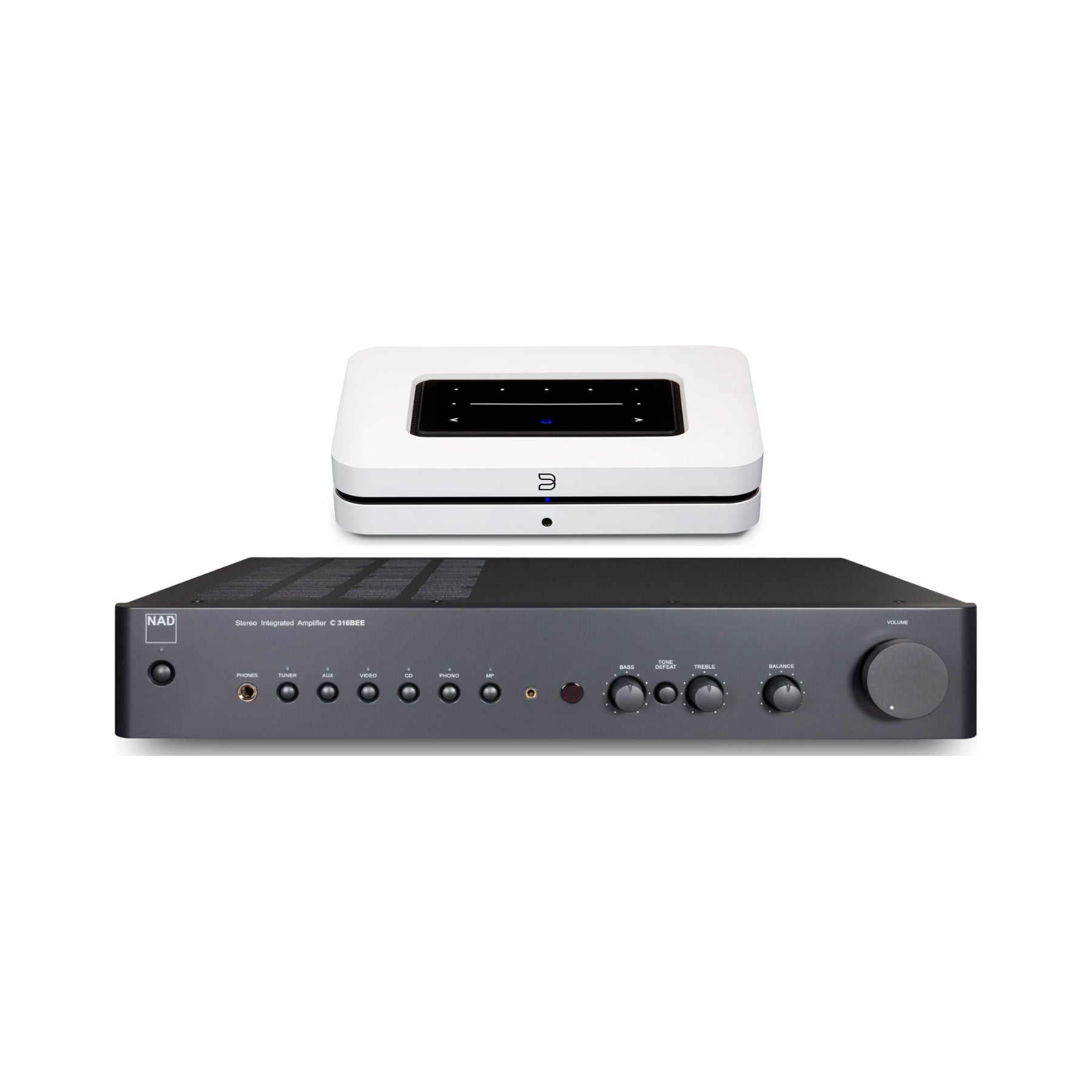 NAD C 316BEE V2 Integrated Stereo Amplifier with Bluesound NODE Wireless HiFi Music Streamer - Perfect for Home Audio Systems & Vinyl Record Players