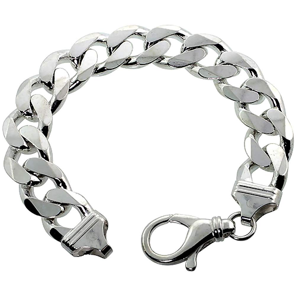 Sterling Silver 15mm Thick Cuban Link Chain Necklace & Bracelet Set for Men - Nickel Free, Beveled Edges, Italy Crafted (8-30 Inch) - Perfect for Gifts, Weddings, and Everyday Wear