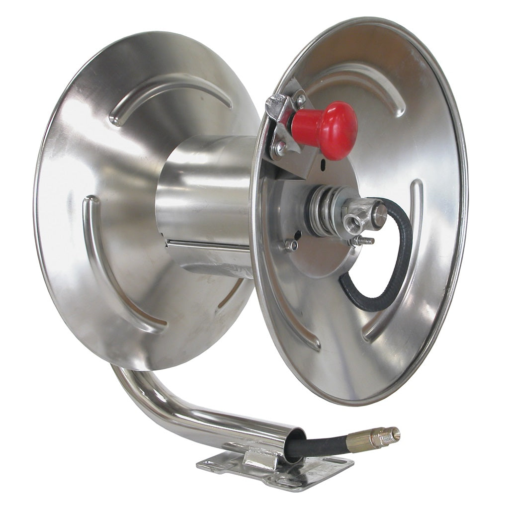 Dynablast 100ft & 150ft (3/8 Inch) Stainless Steel Manual Hose Reel - 5000 PSI High Pressure Water Hose Reel for Garden, Car Washing & Industrial Use