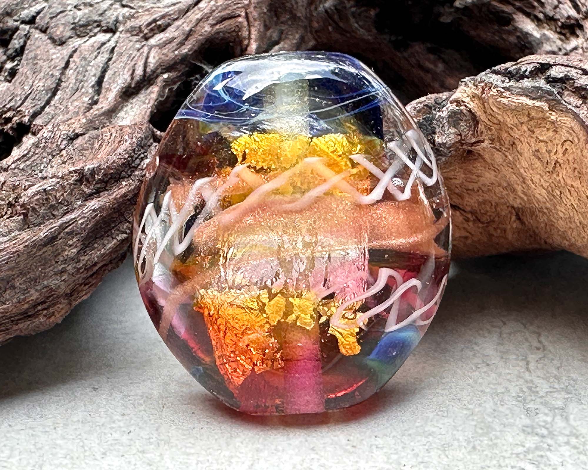 Handmade Blue Fire Flame Lampwork Glass Focal Bead - Unique SRA Artisan Jewelry Making Supply for Necklaces, Bracelets & DIY Crafts - Perfect for Bohemian & Hippie Style Accessories
