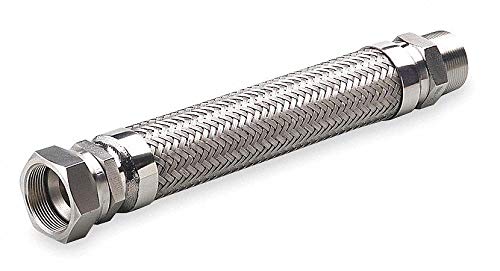 Flexible Stainless Steel Metal Hose 24 Inch Length x 1/2 Inch Diameter - Corrosion Resistant for Plumbing, Gas, Water & Industrial Applications